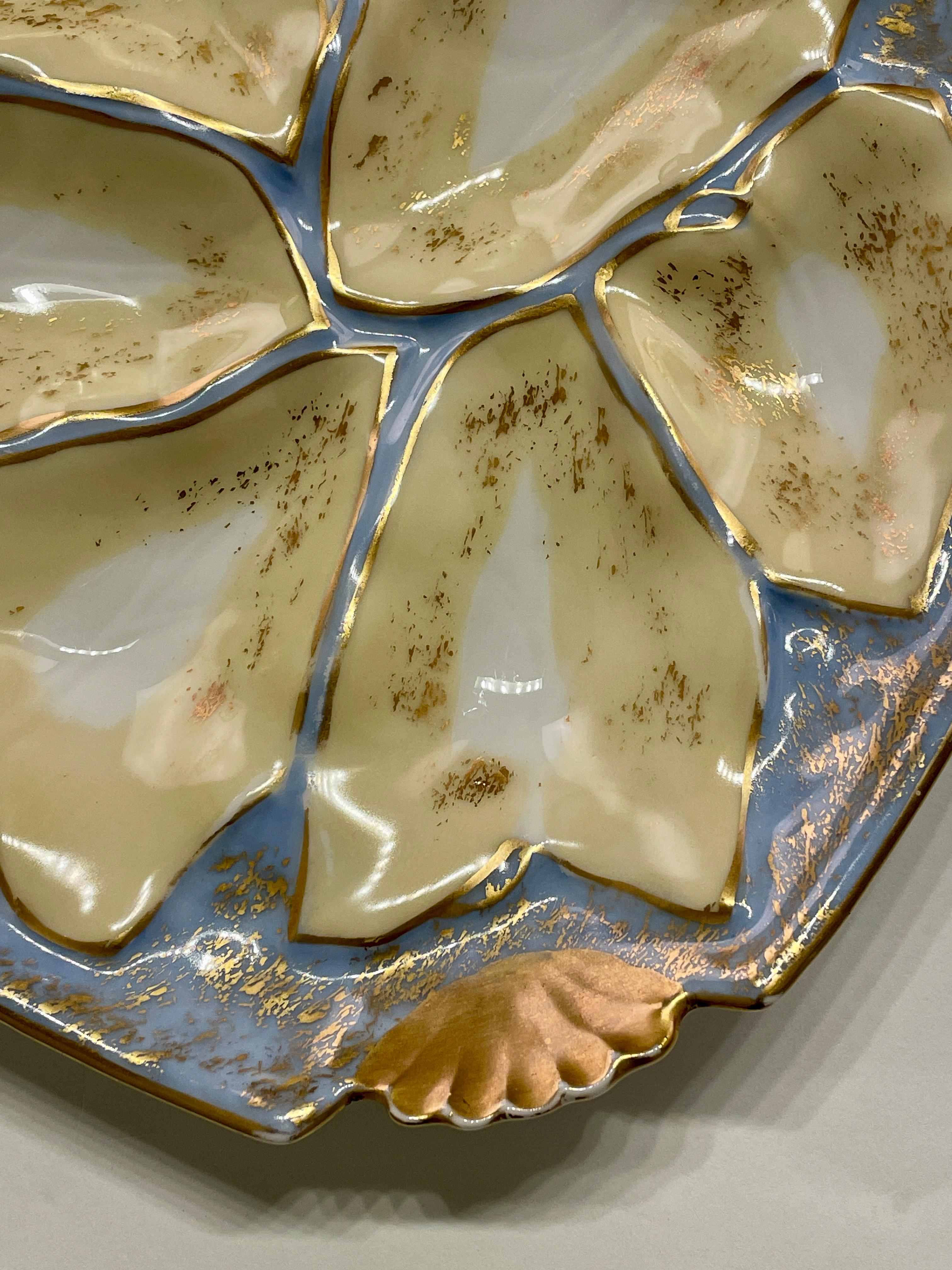 French Provincial French Limoges Porcelain Oyster Plate For Sale