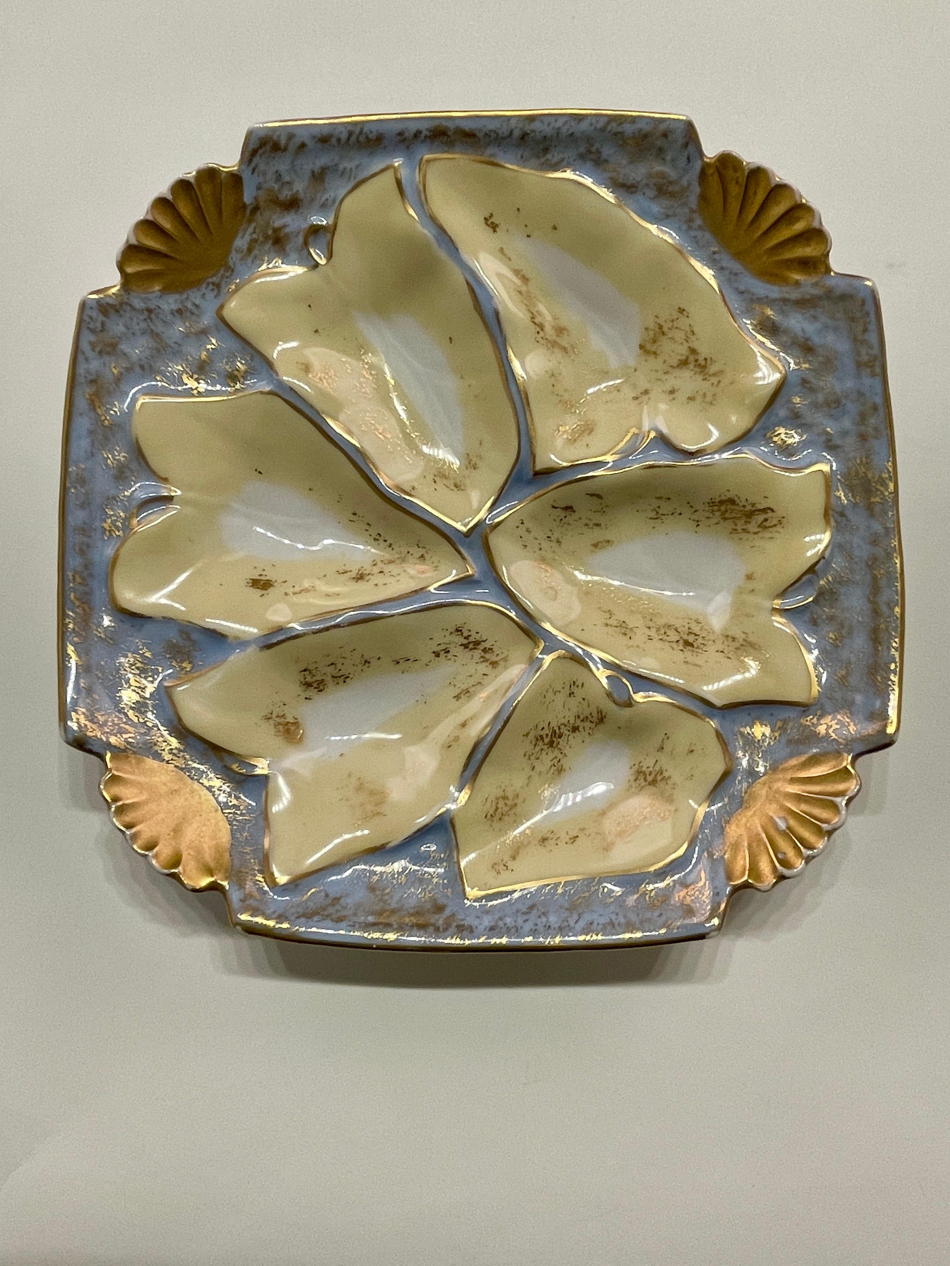 European French Limoges Porcelain Oyster Plate For Sale