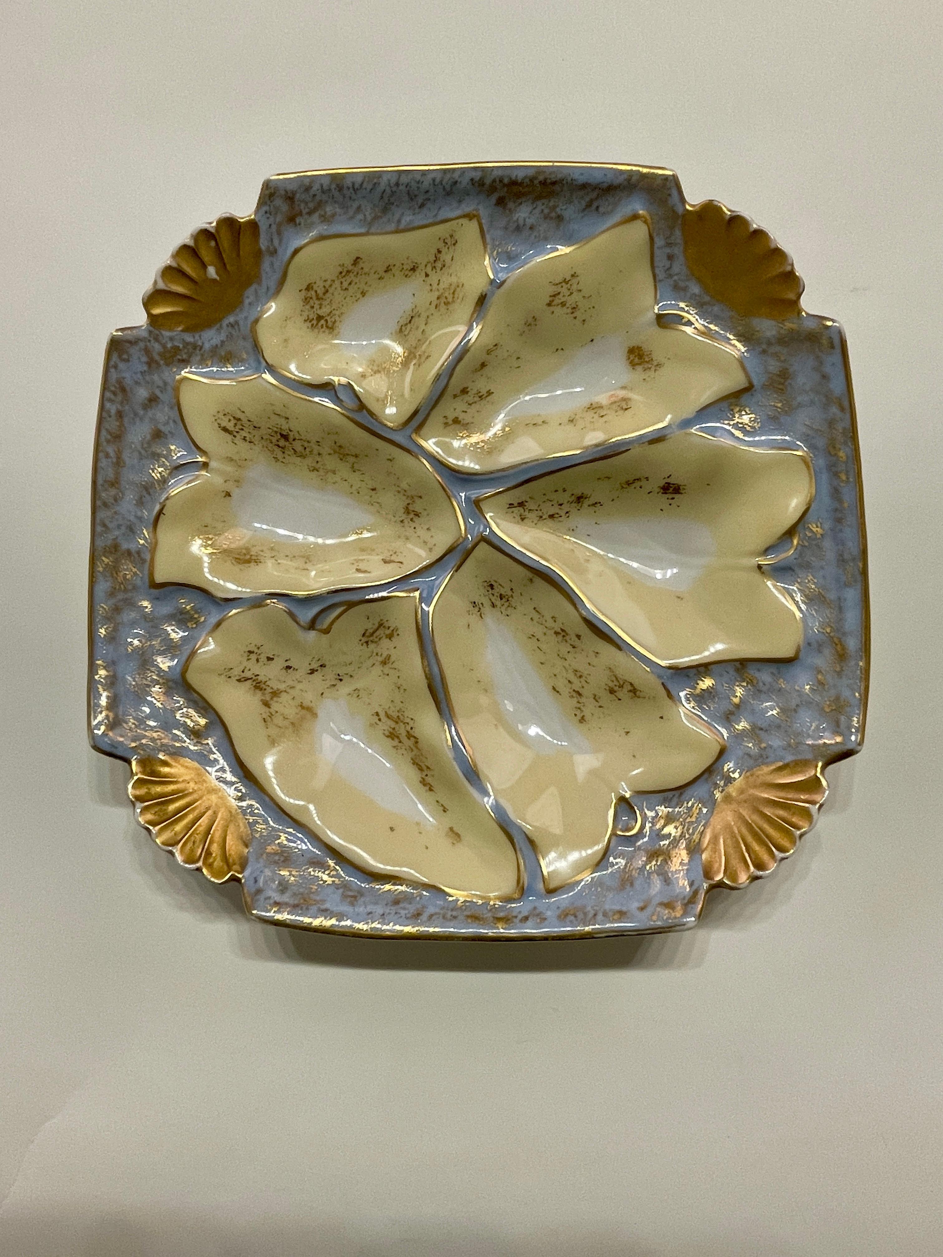 Ceramic French Limoges Porcelain Oyster Plate For Sale