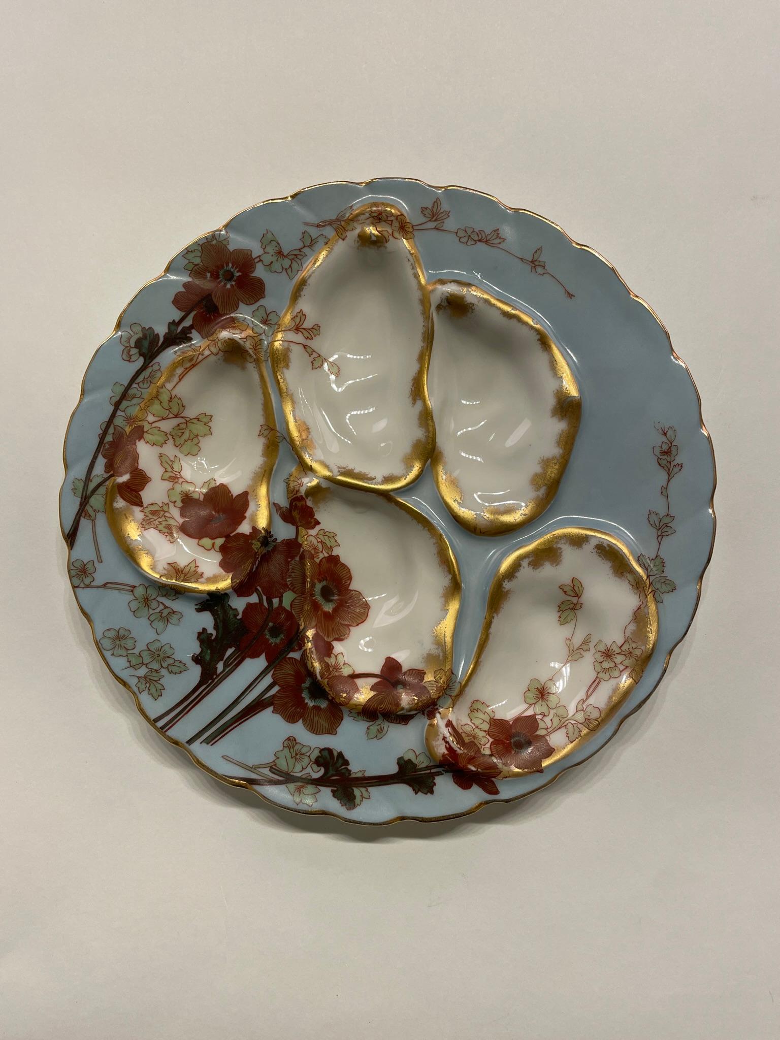 Européen Assiette à huîtres en porcelaine française de Limoges fabriquée pour Wright Tyndale  en vente