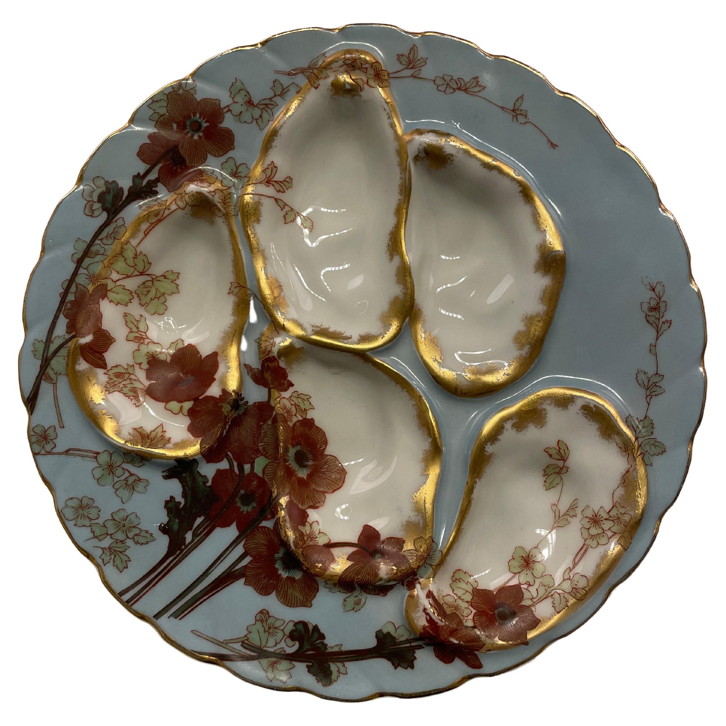 French Limoges Porcelain Oyster Plate made for Wright Tyndale  For Sale