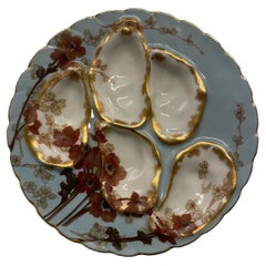 Assiette à huîtres en porcelaine française de Limoges fabriquée pour Wright Tyndale 