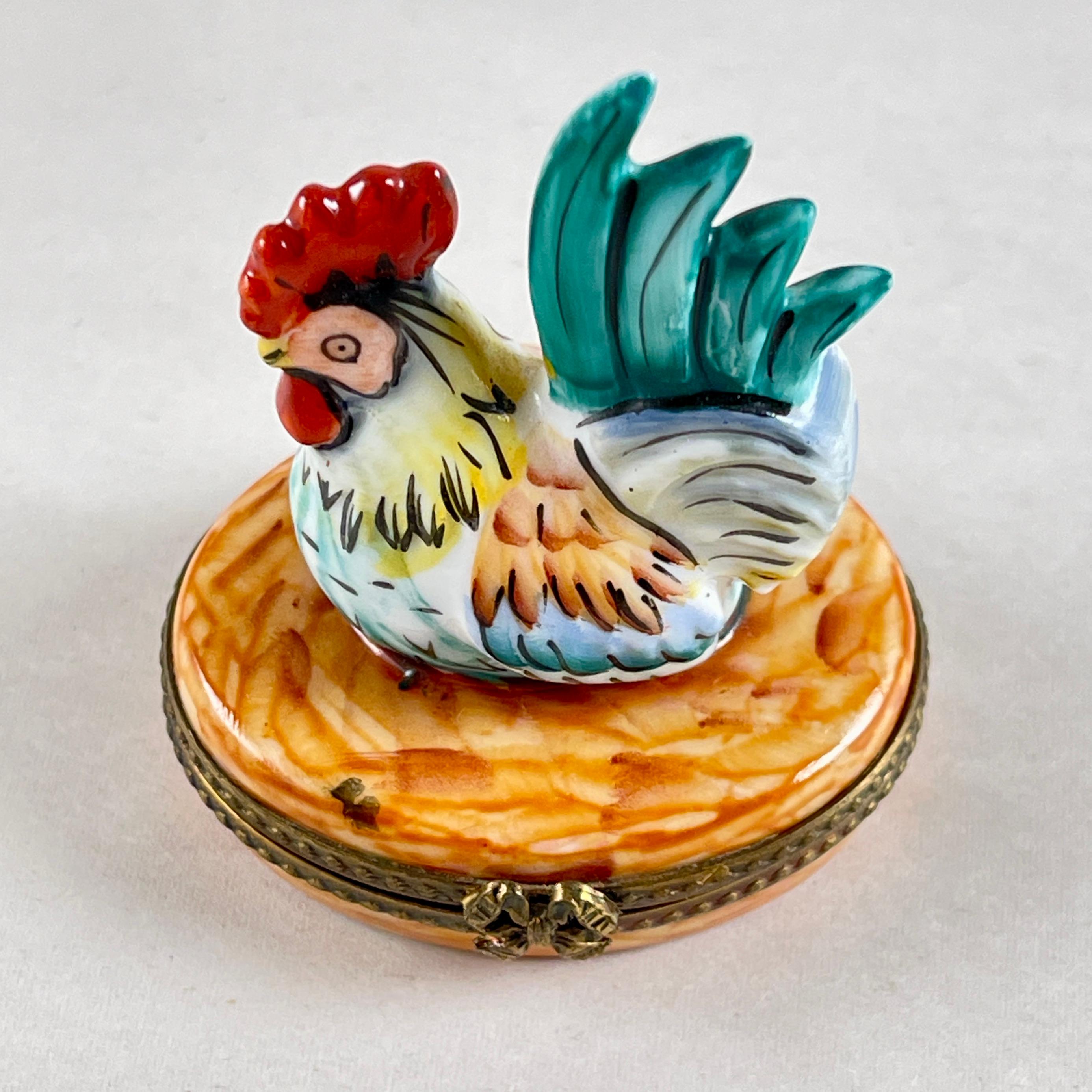 Caja de gallo de porcelana francesa de Limoges Estilo internacional