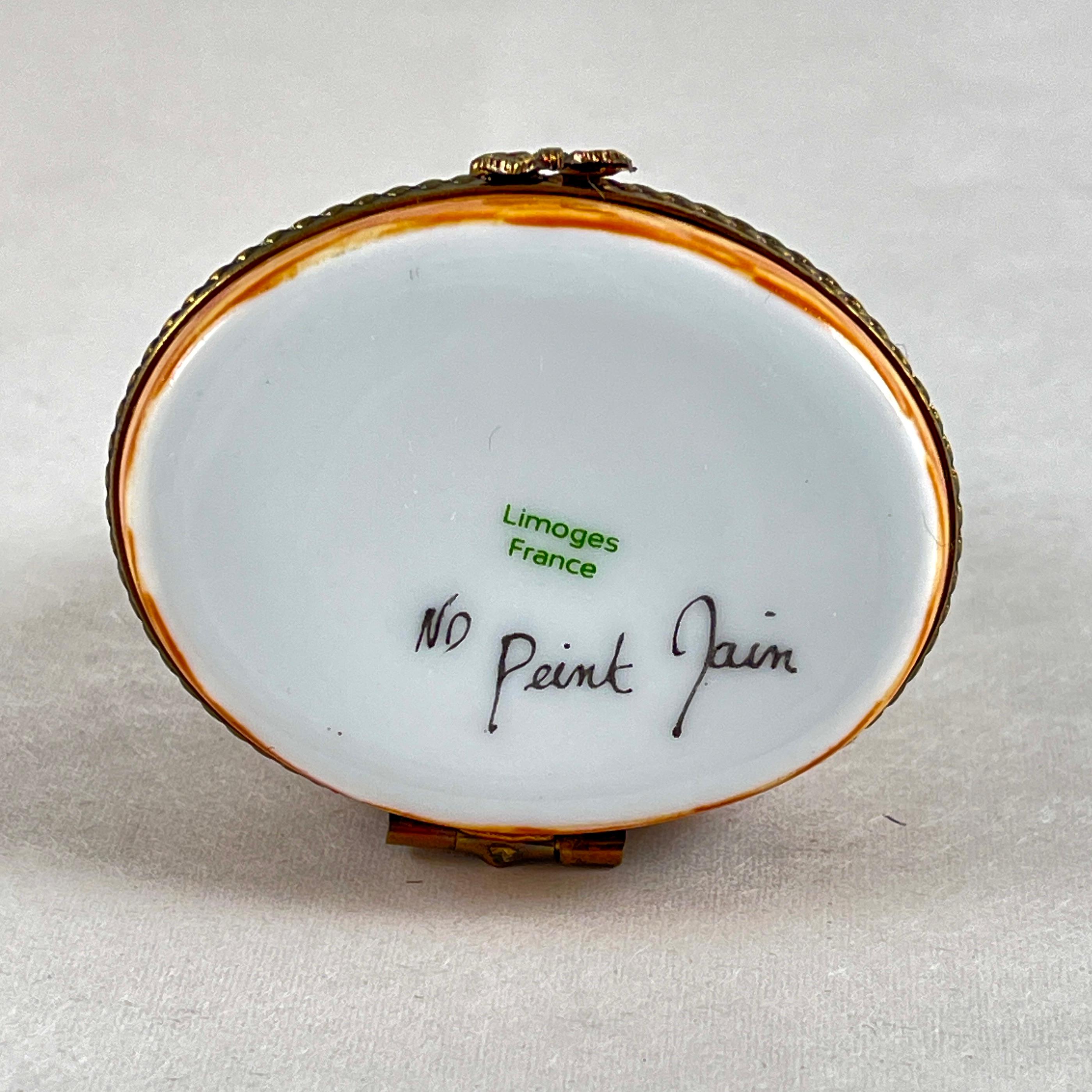 Caja de gallo de porcelana francesa de Limoges finales del siglo XX