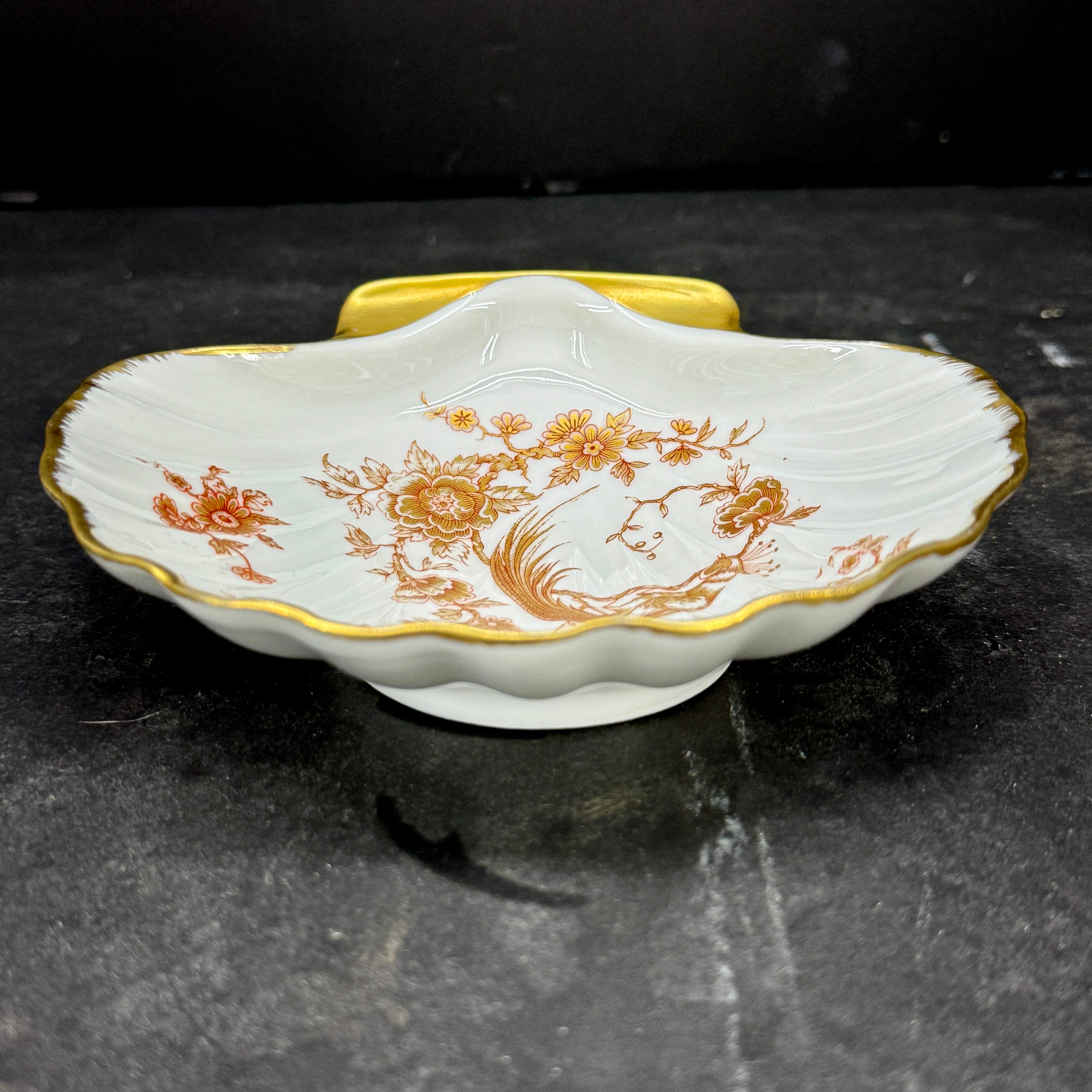 French Limoges Porcelain Shell Gilt Trinket Jewelry Dish Tray For Sale 7