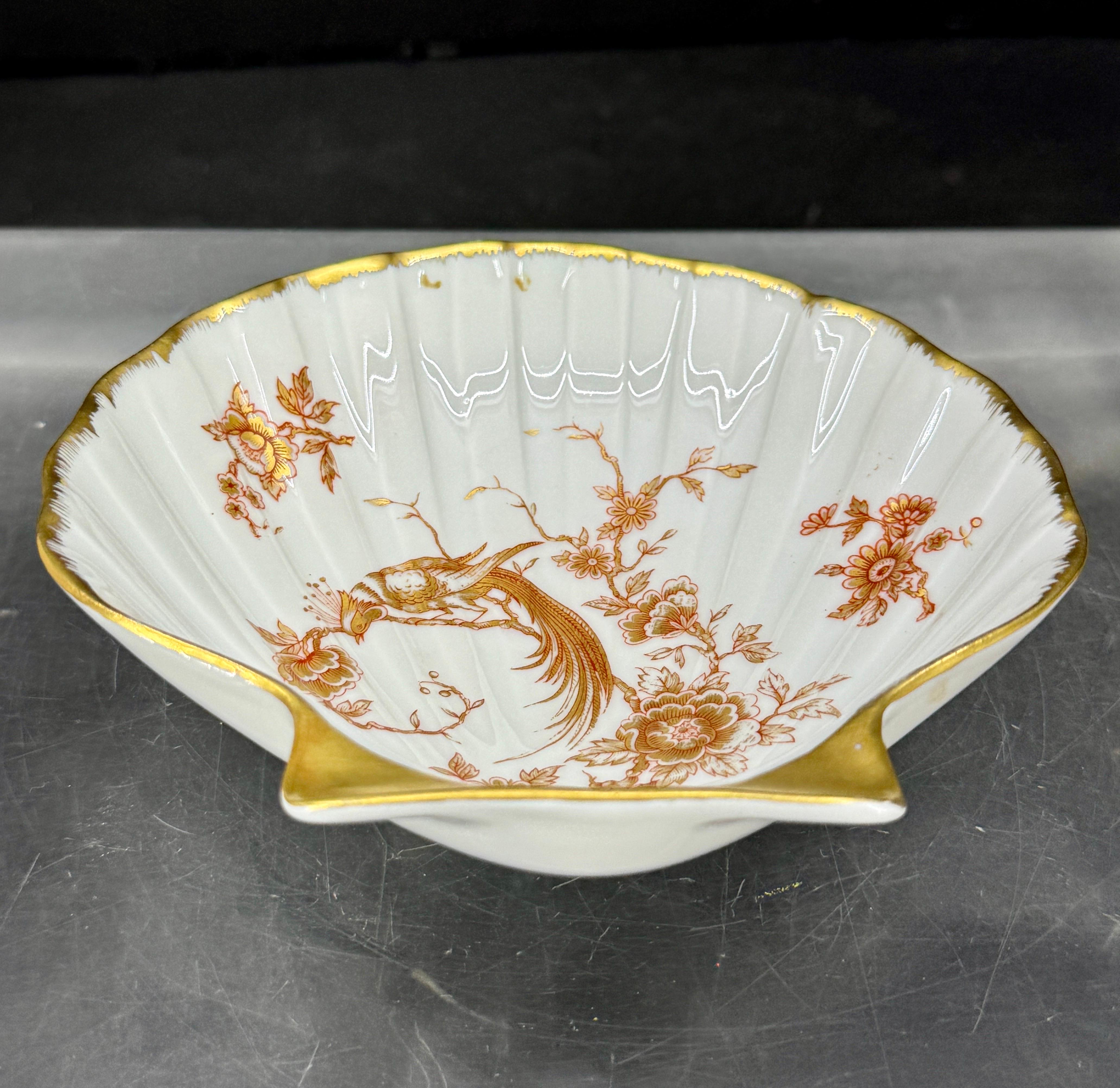 French Limoges Porcelain Shell Gilt Trinket Jewelry Dish Tray For Sale 1