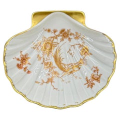 French Limoges Porcelain Shell Gilt Trinket Jewelry Dish Tray
