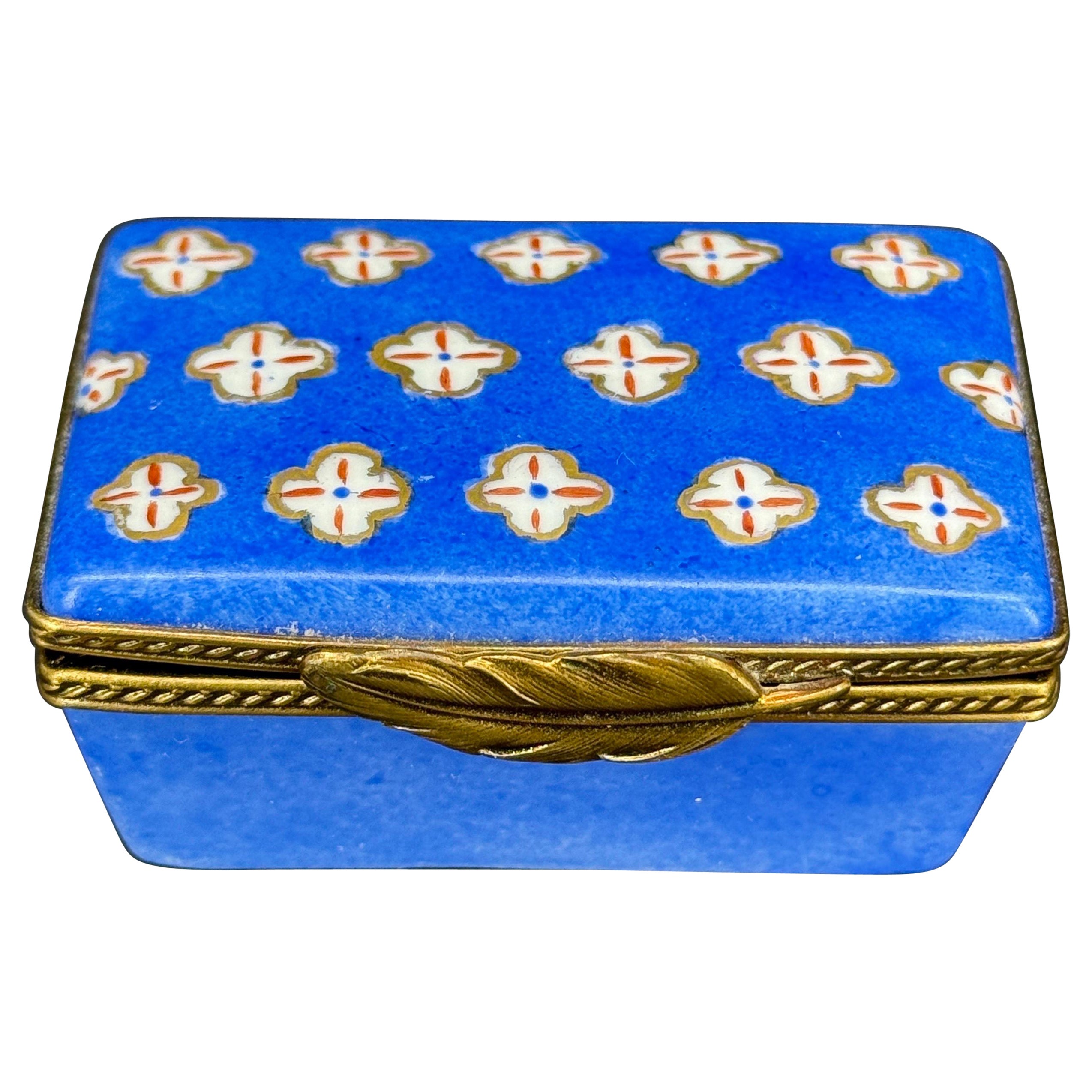 French Limoges Rectangular Hand Painted Porcelain Trinket Box