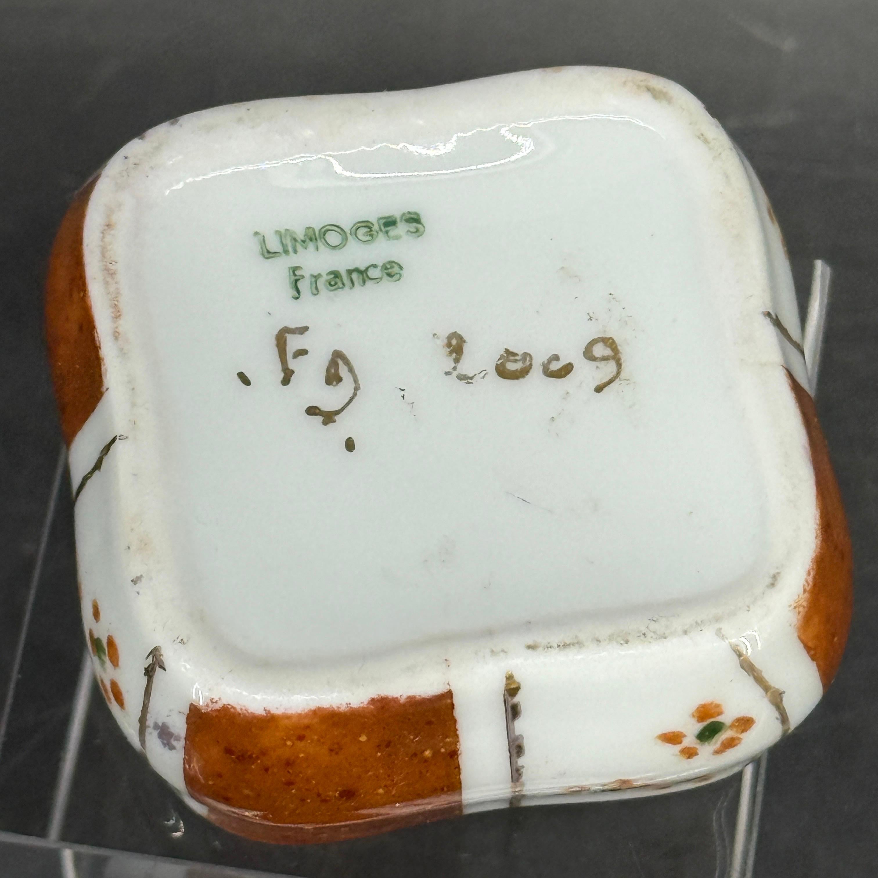 French Limoges Small Hand Painted Floral Trinket Box For Sale 4