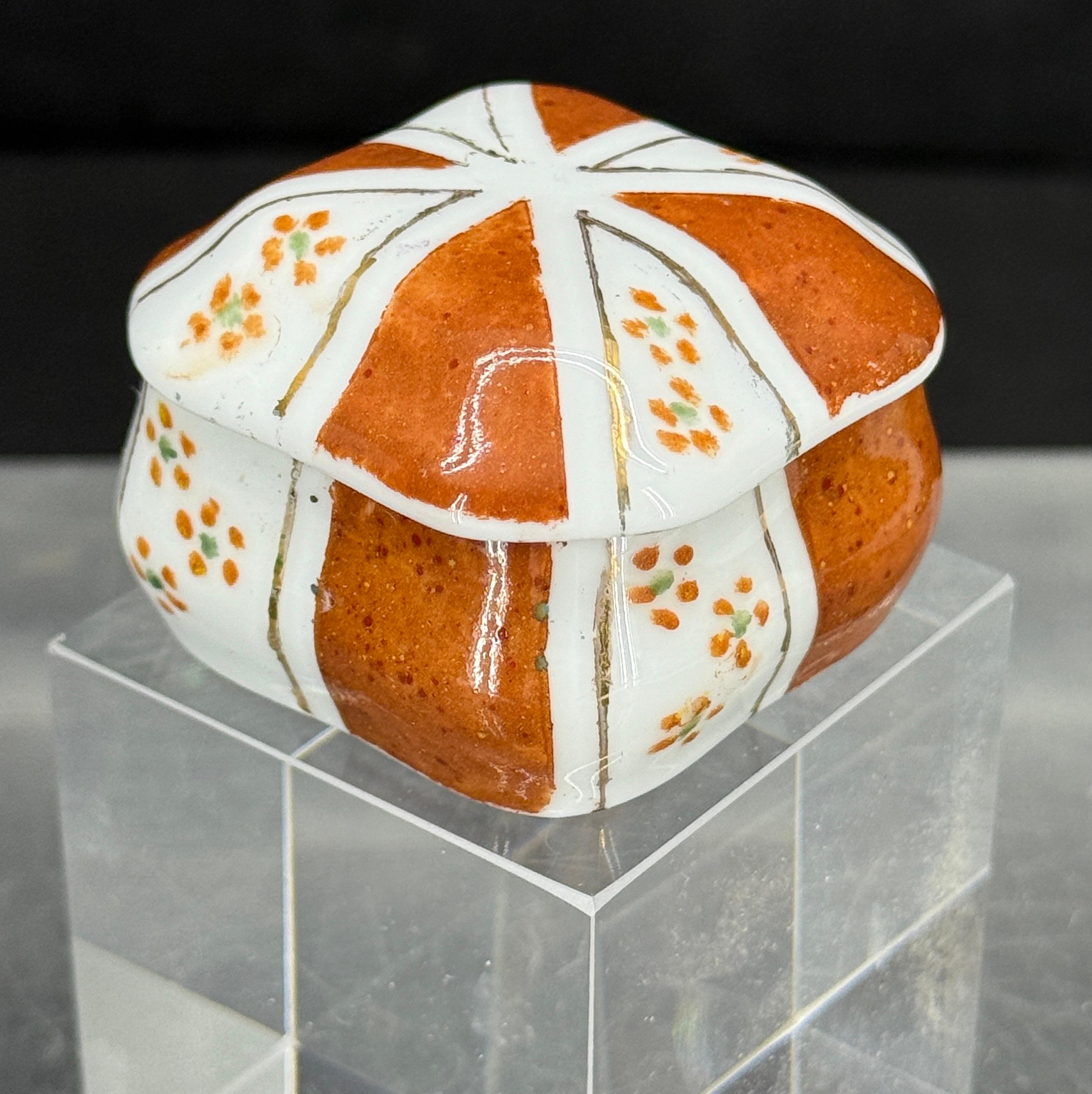 Porcelain French Limoges Small Hand Painted Floral Trinket Box For Sale