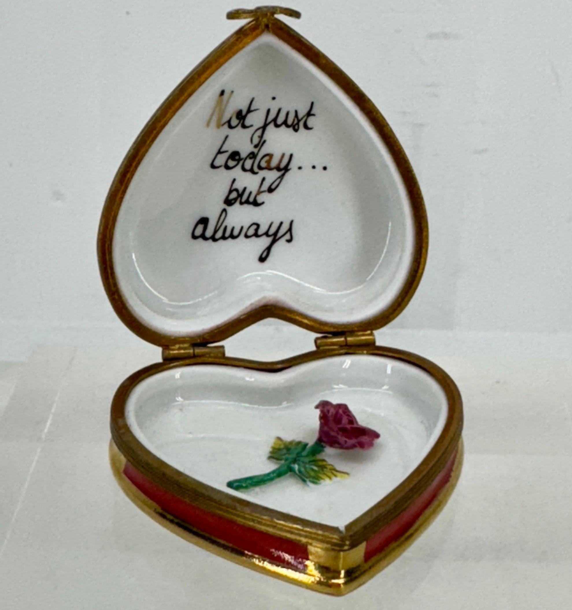 French Limoges Small Trinket Red Gold Heart Box For Sale 6