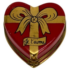 French Limoges Small Trinket Red Gold Heart Box