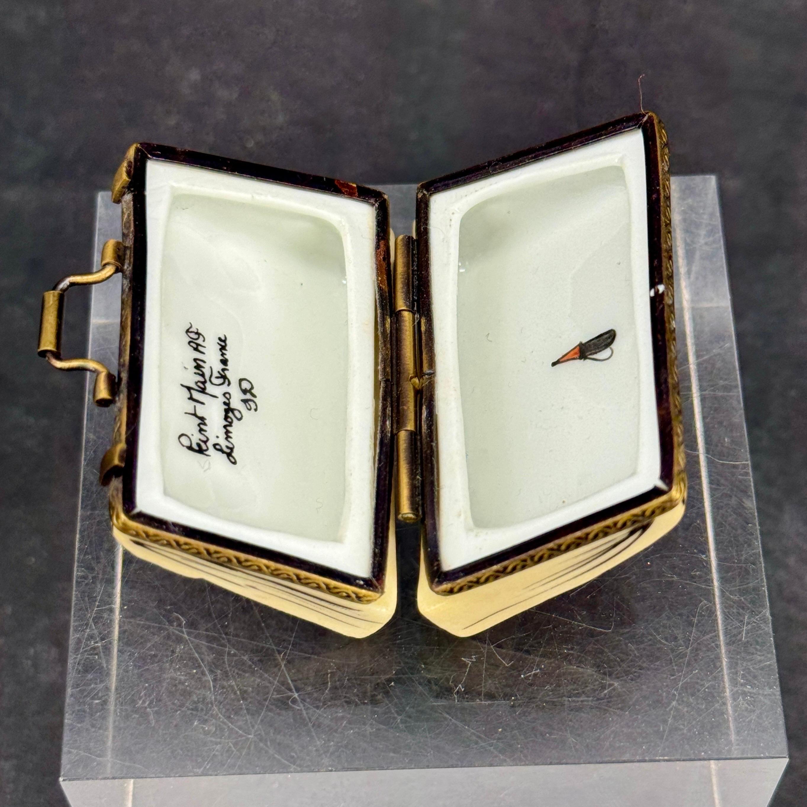 French Limoges Trinket Travel Suitcase Box Paris London New York 4