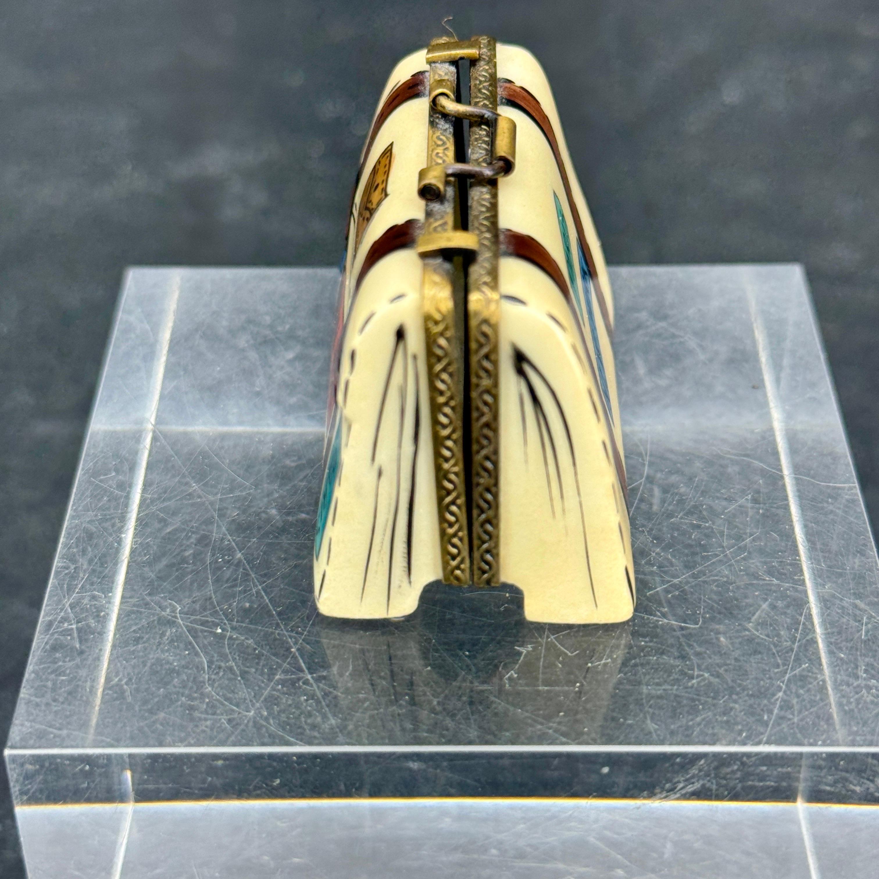 Hand-Crafted French Limoges Trinket Travel Suitcase Box Paris London New York