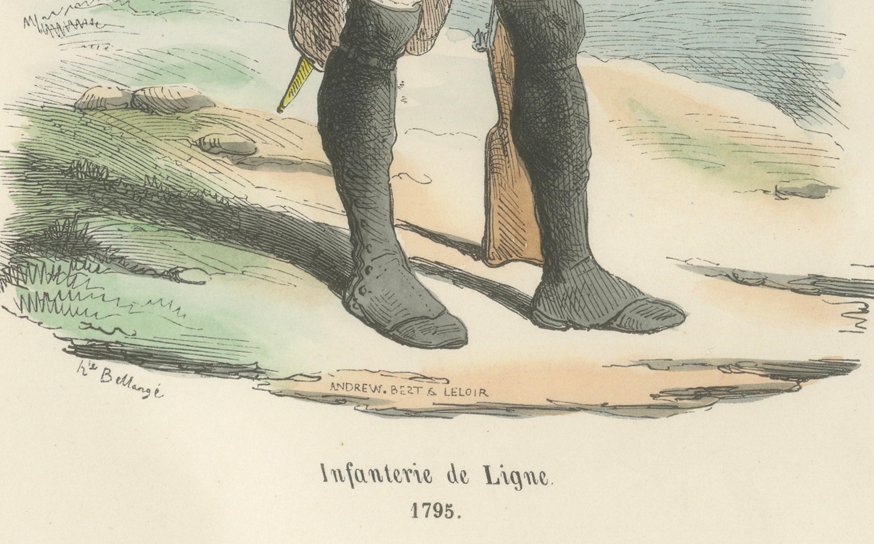 French Line Infantry Soldier 1795, Napoleonic Uniform Print – Vernet, 1843