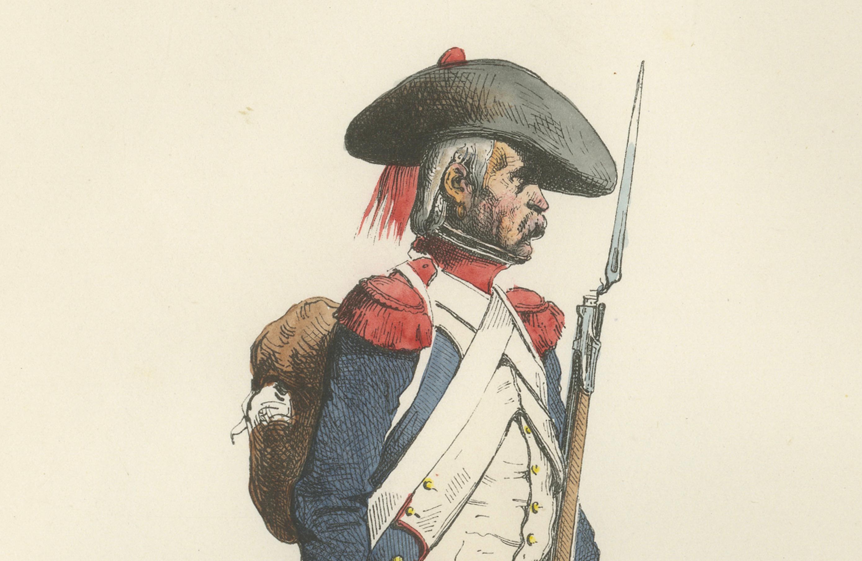French Line Infantry Soldier 1795, Napoleonic Uniform Print – Vernet, 1843