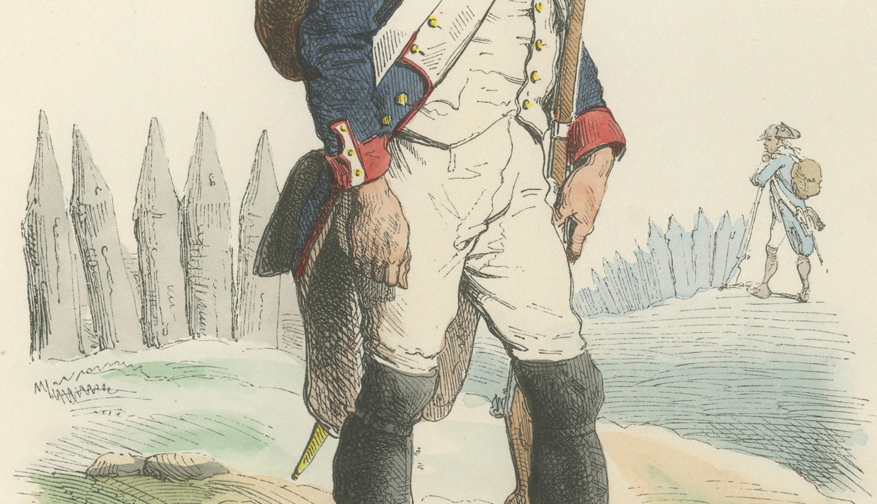 French Line Infantry Soldier 1795, Napoleonic Uniform Print – Vernet, 1843