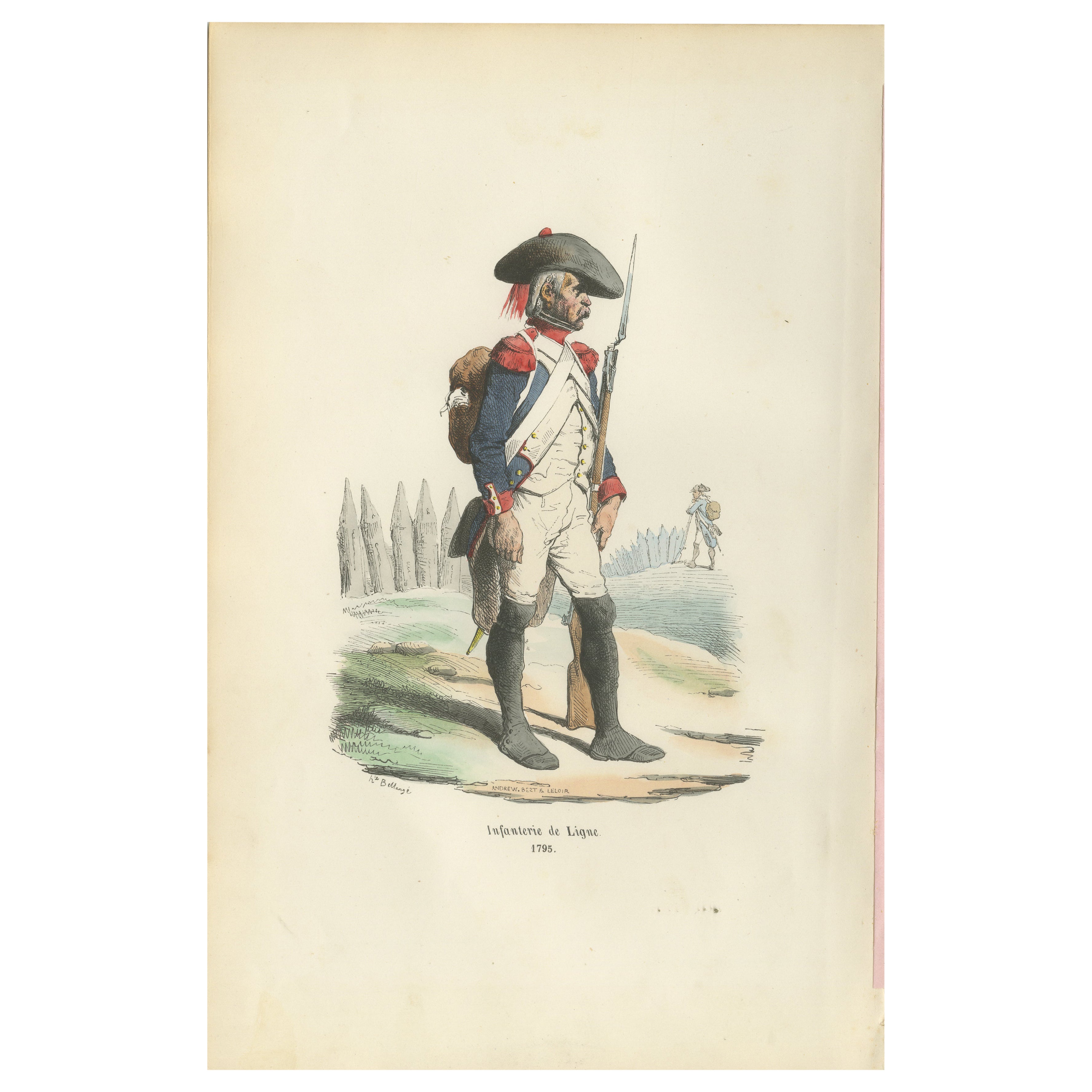 Soldato della fanteria di linea francese 1795, stampa dell
uniforme napoleonica - Vernet, 1843