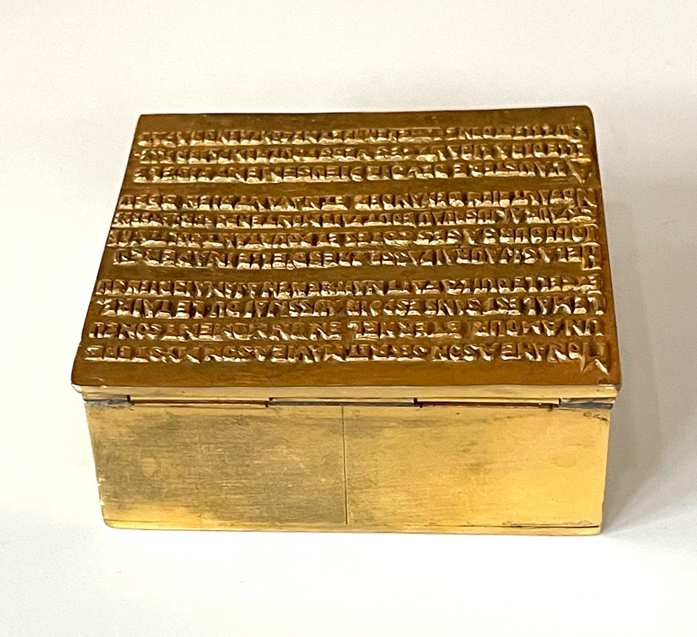 French Line Vautrin Bronze Poem Box with Sonnet by Felix Arvers In Good Condition For Sale In Atlanta, GA