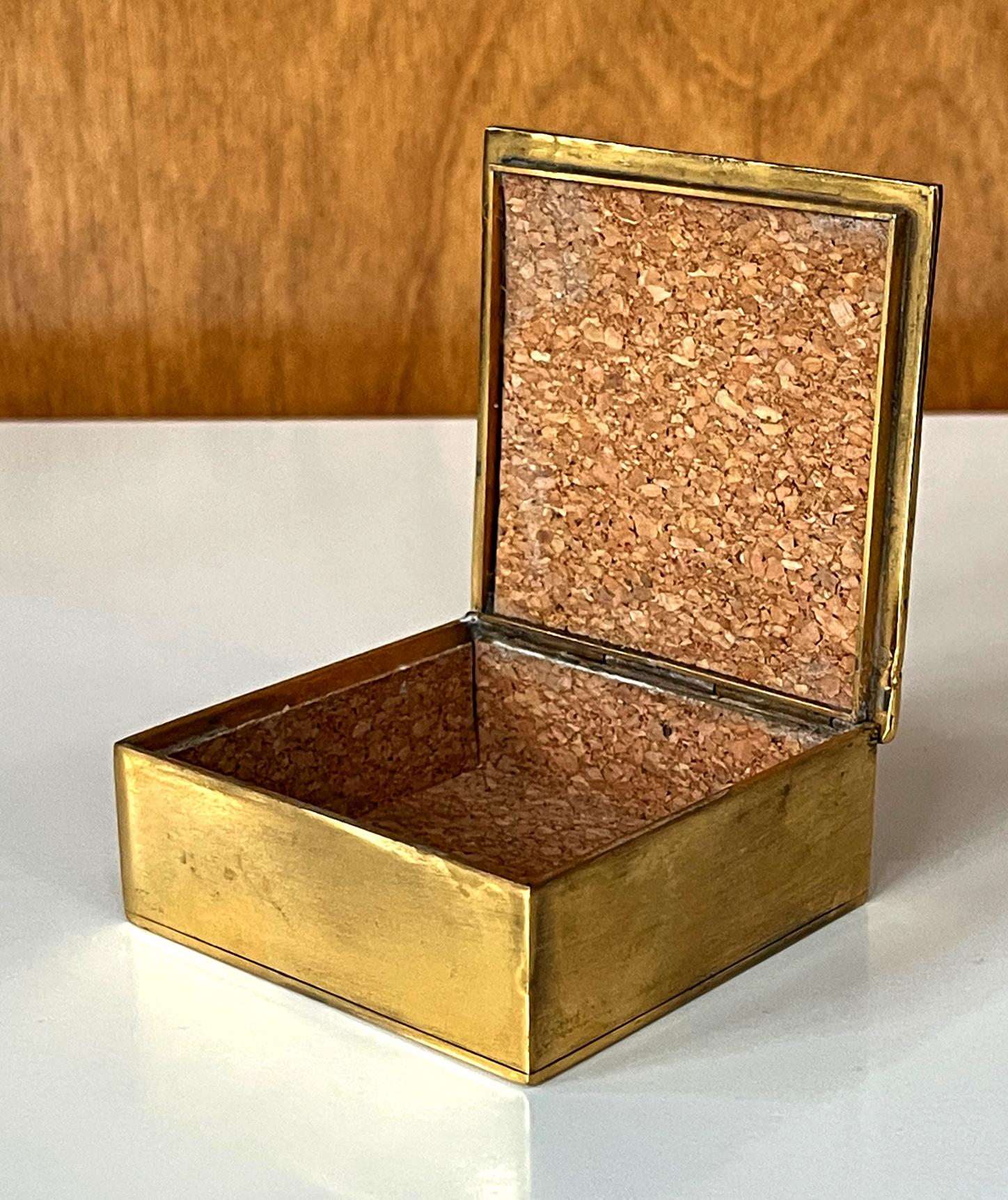 Cork French Line Vautrin Bronze Poem Box with Sonnet by Felix Arvers For Sale