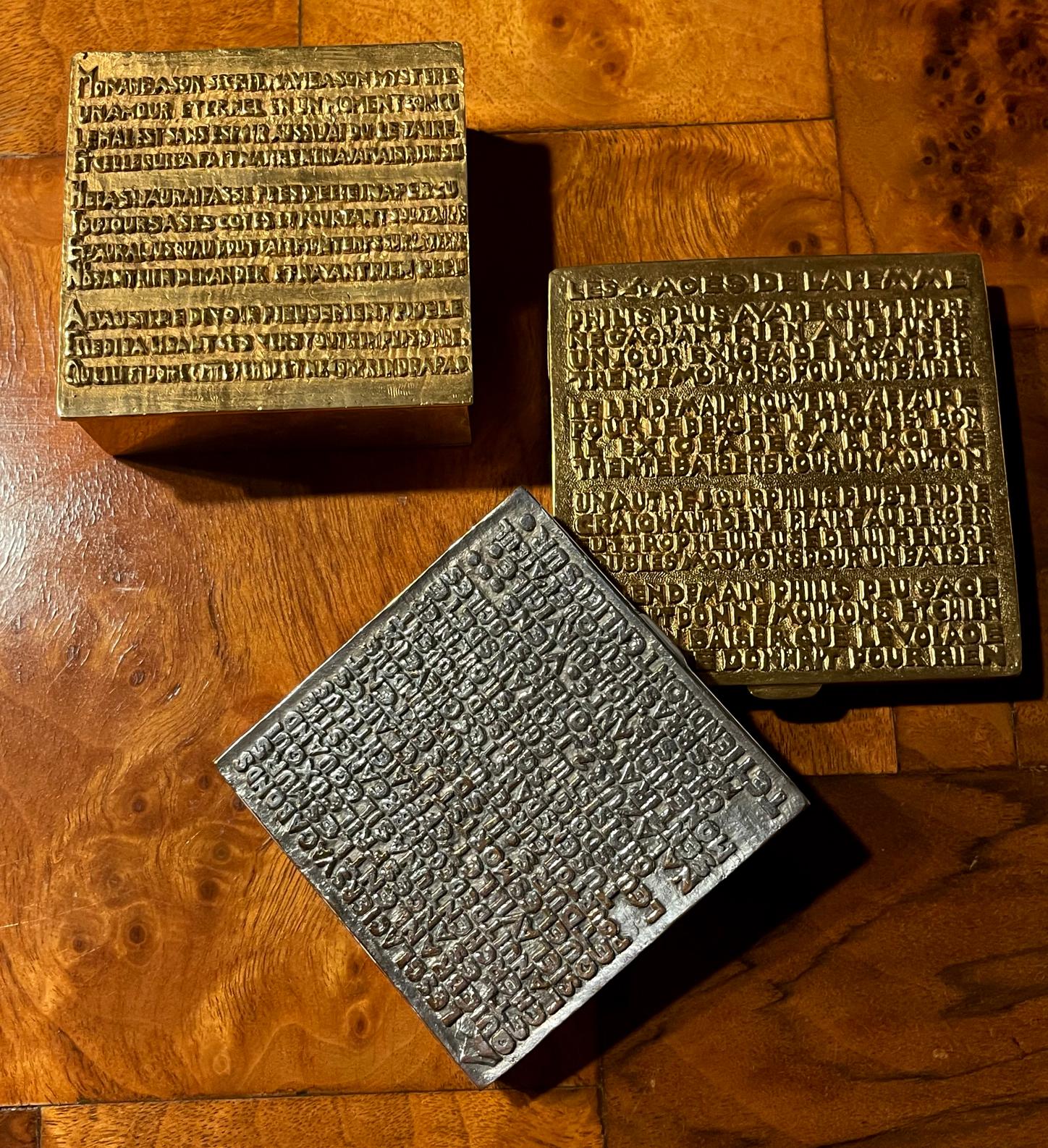 Scatola di poesie in bronzo Line Vautrin con sonetto di Felix Arvers in vendita 2