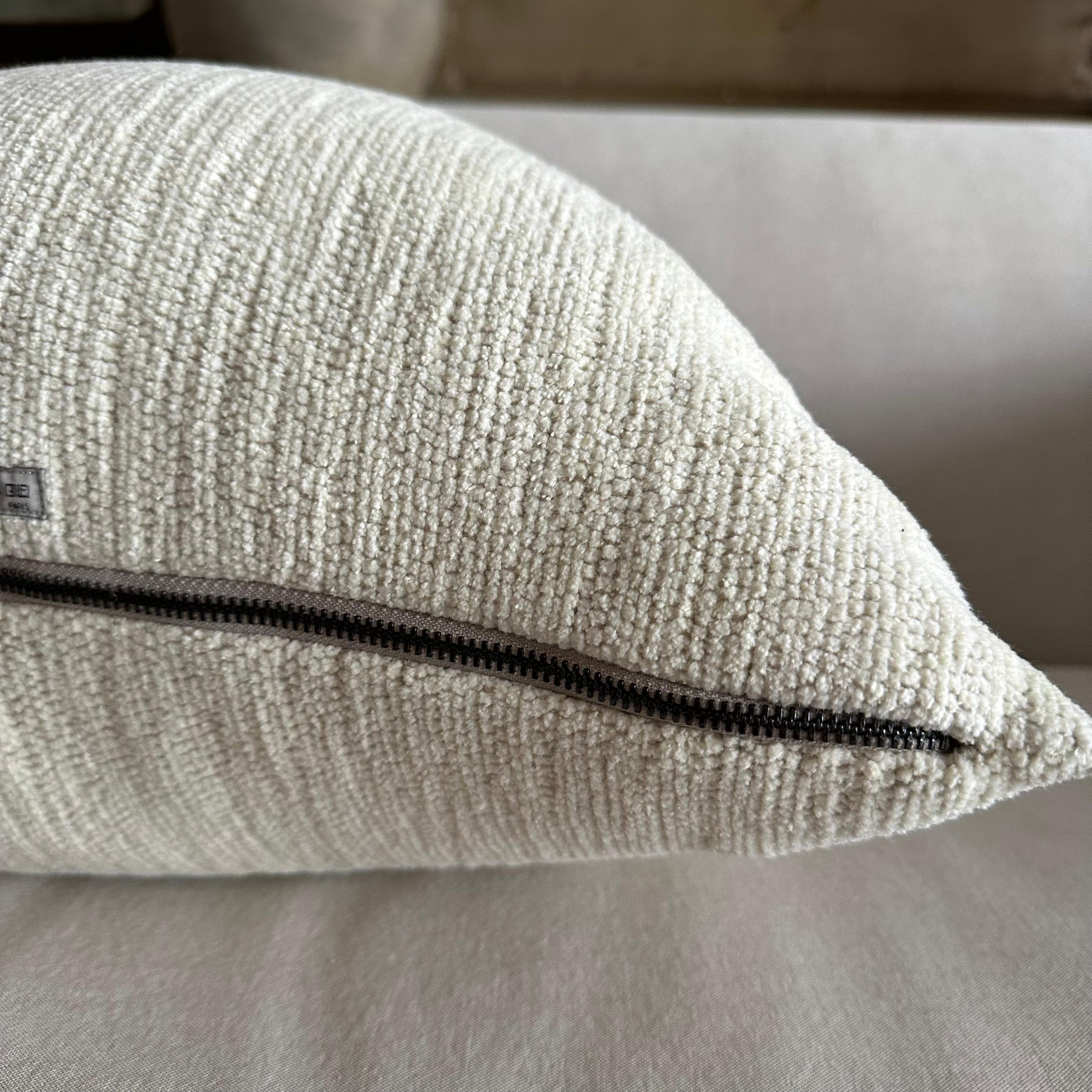 French Linen Accent Pillow in Creme Includes Down Feather Insert For Sale 2