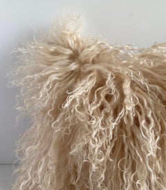 French Linen and Tibetan Goat Accent Pillow with Down Insert