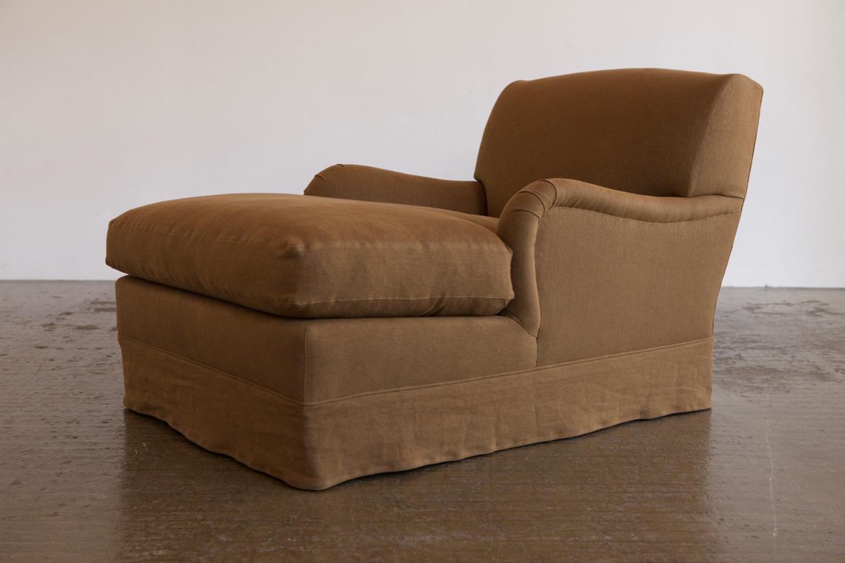 Mid-20th Century French Linen Chaise Lounge