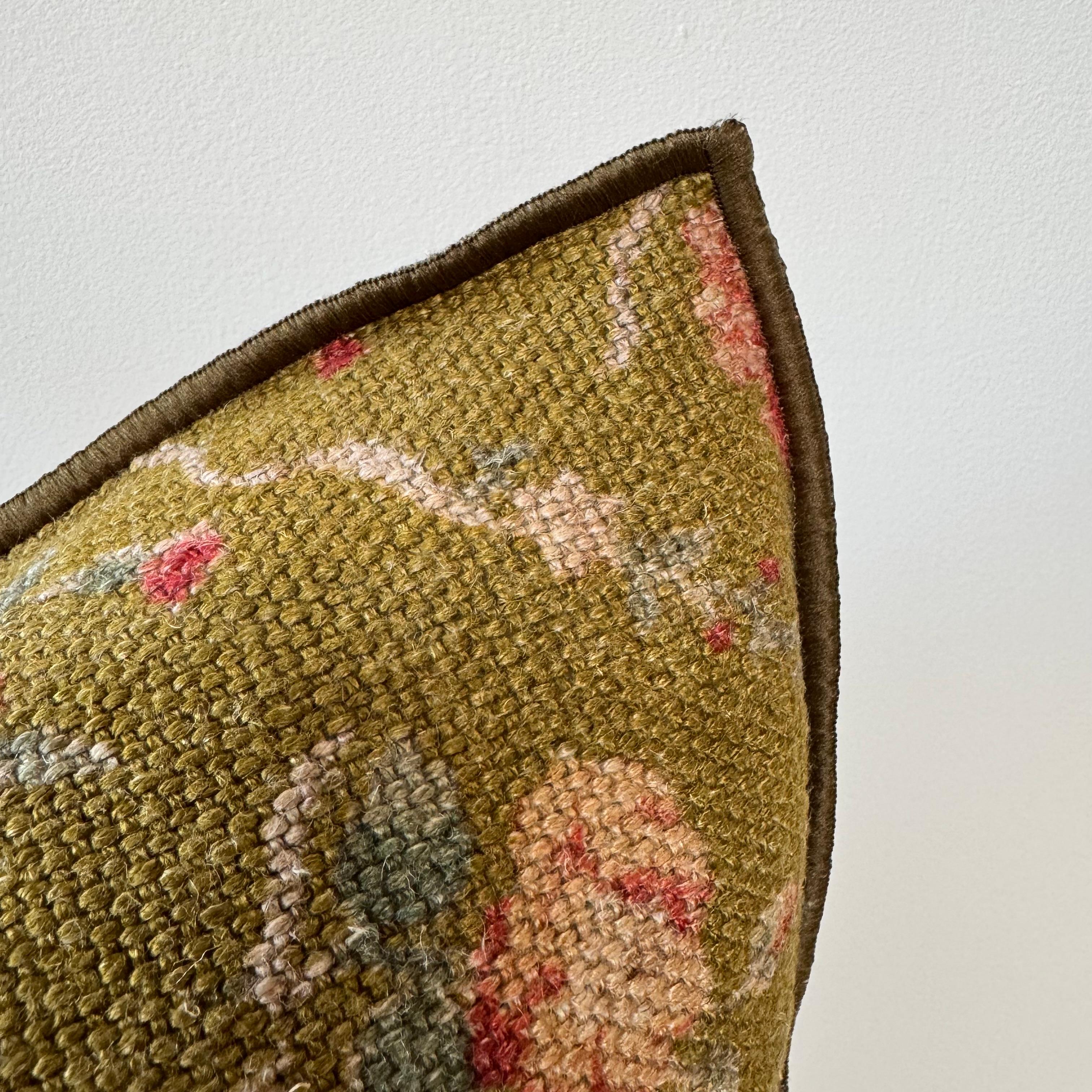Contemporary French Linen Floral Pillow with Down Insert Made In France For Sale