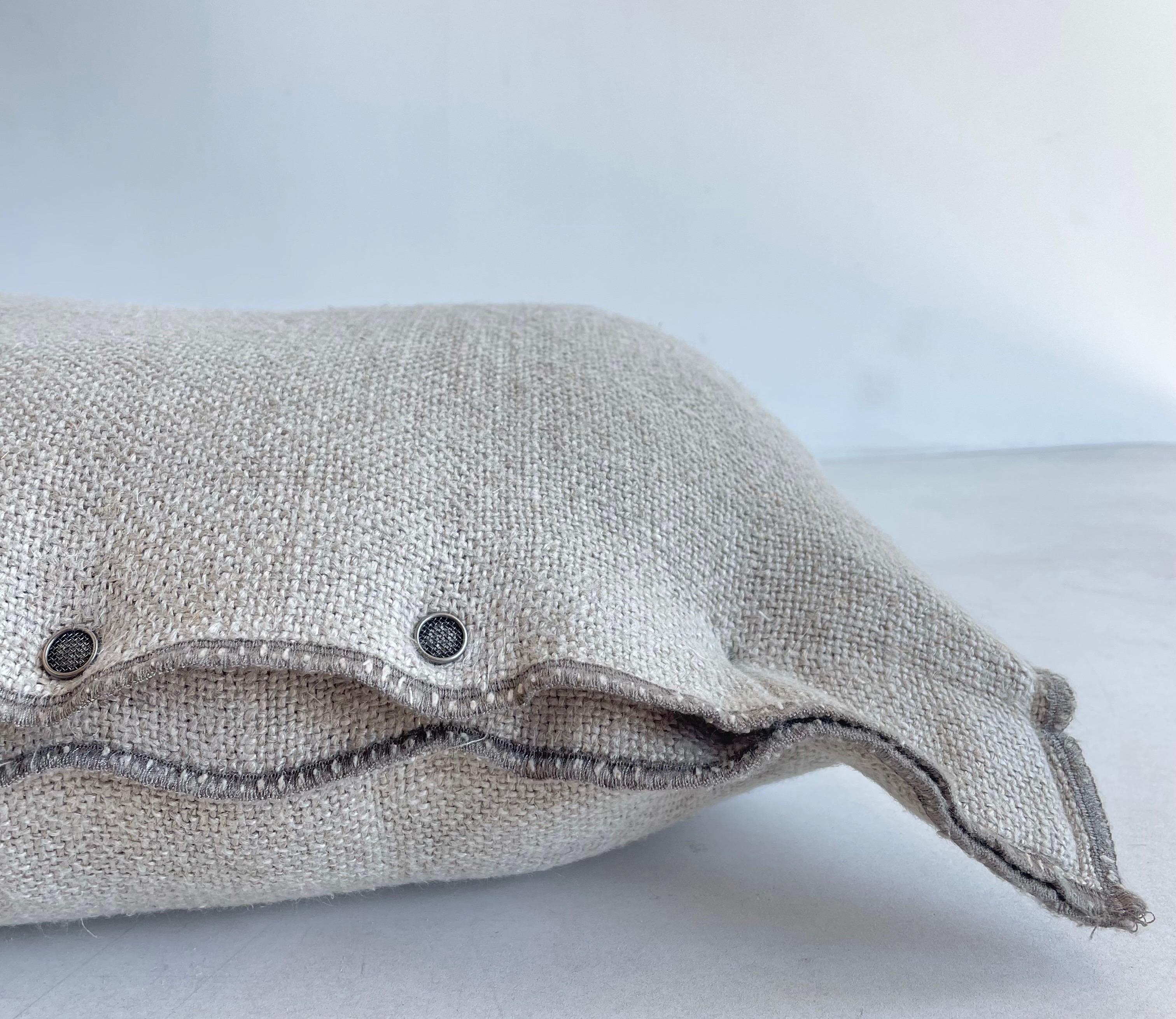 French Linen Lumbar Pillow For Sale 4