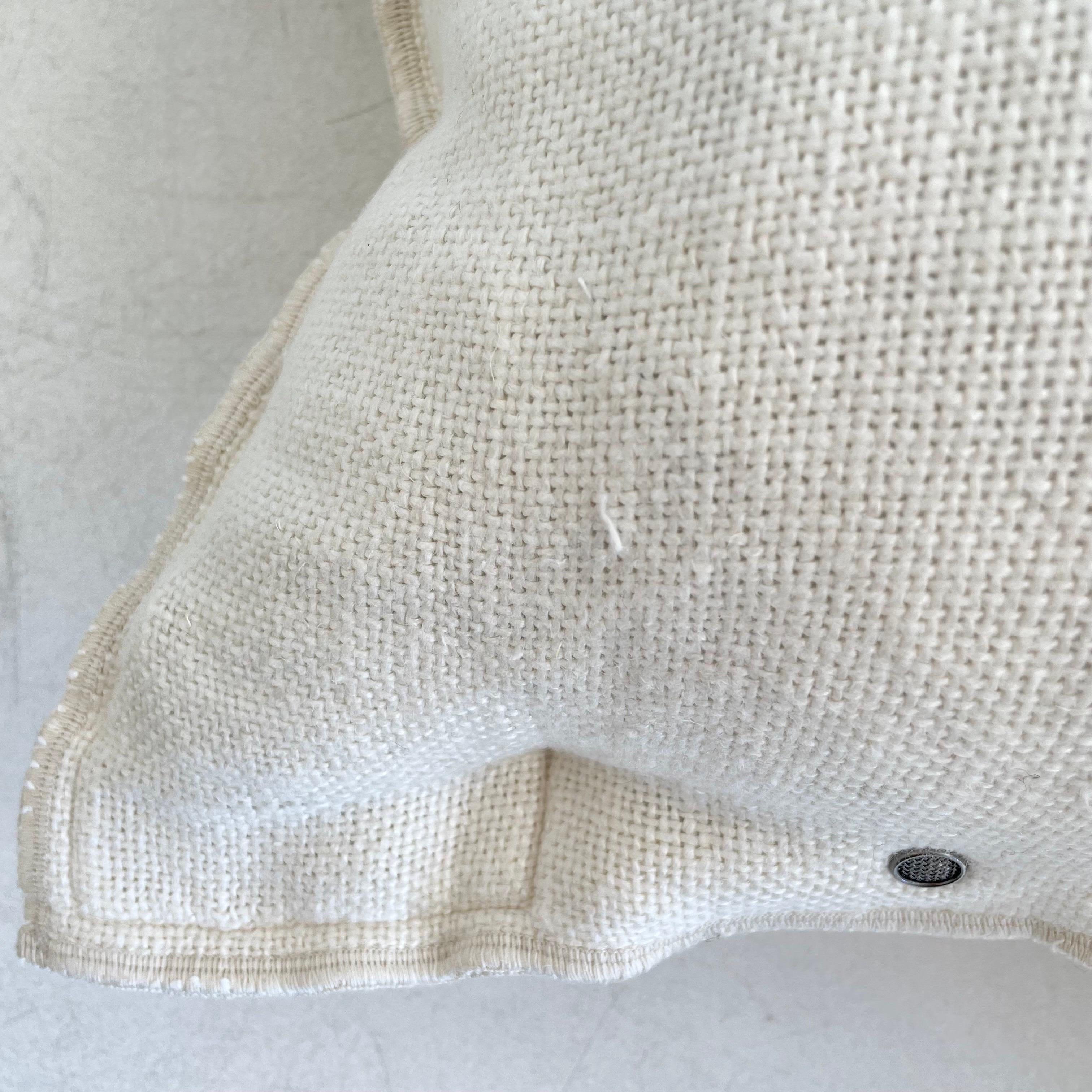 French Linen Lumbar Pillow in Ecru For Sale 1