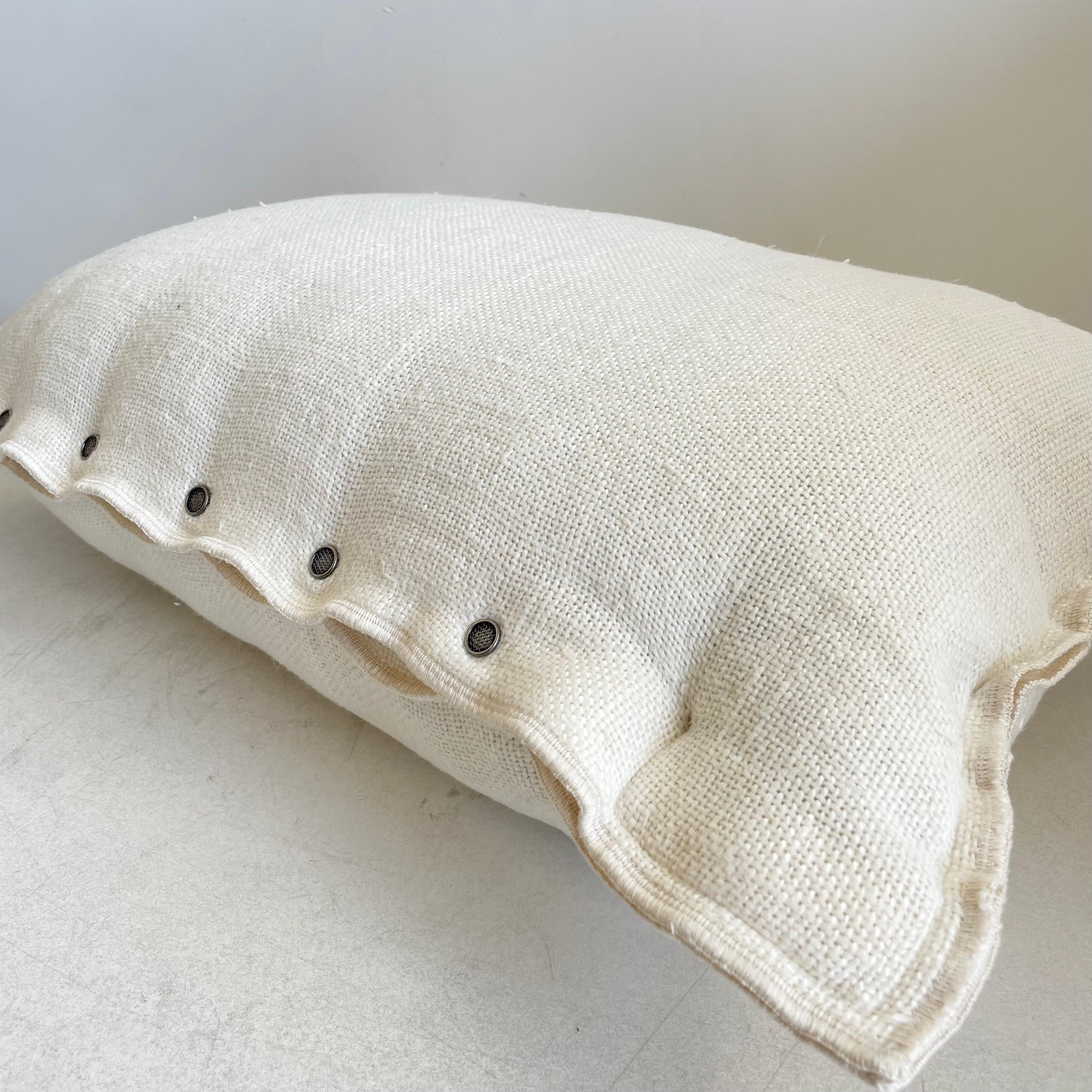 French Linen Lumbar Pillow in Ecru For Sale 3