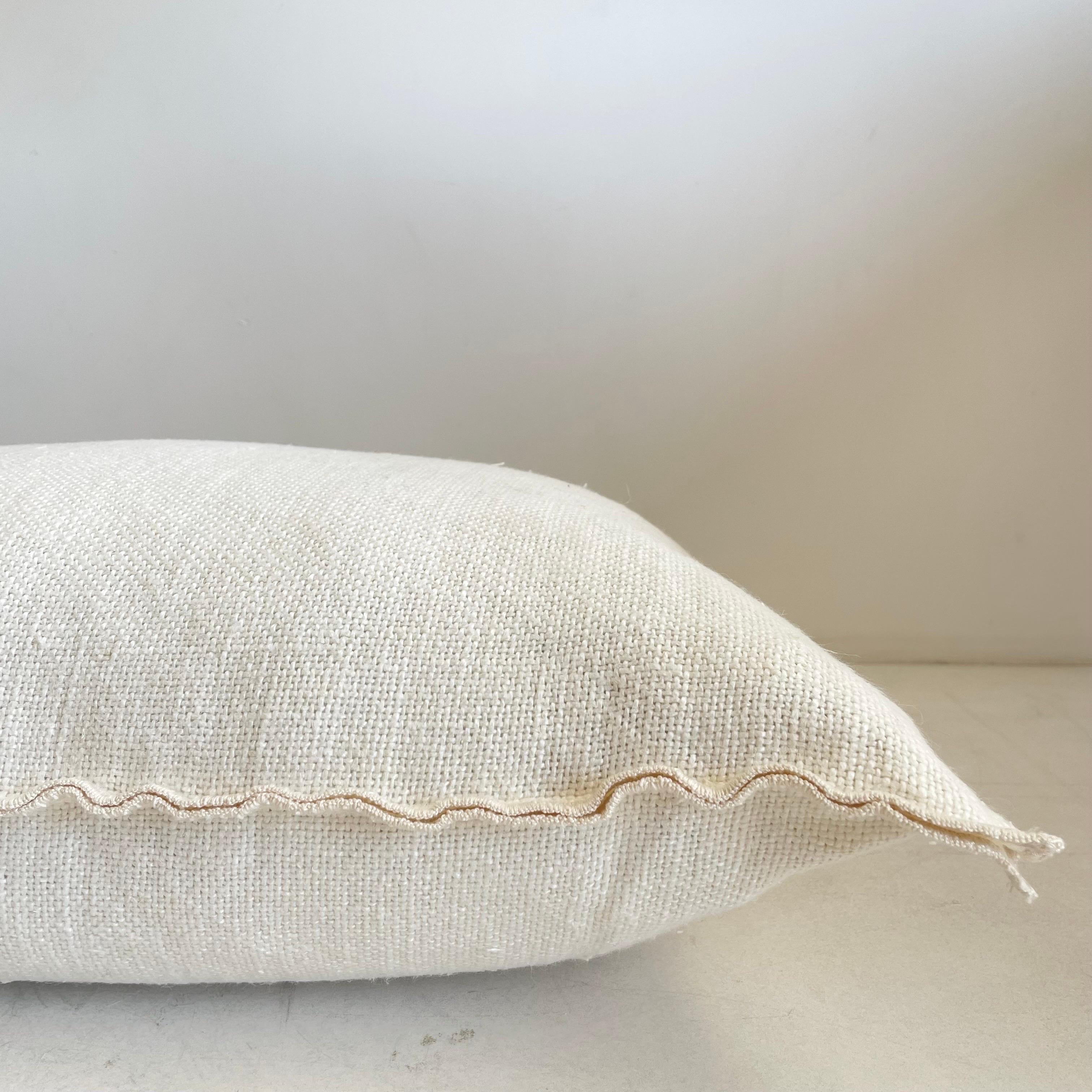 French Linen Lumbar Pillow in Ecru 4