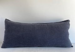 French Linen Lumbar Pillow in Stone Washed Noir