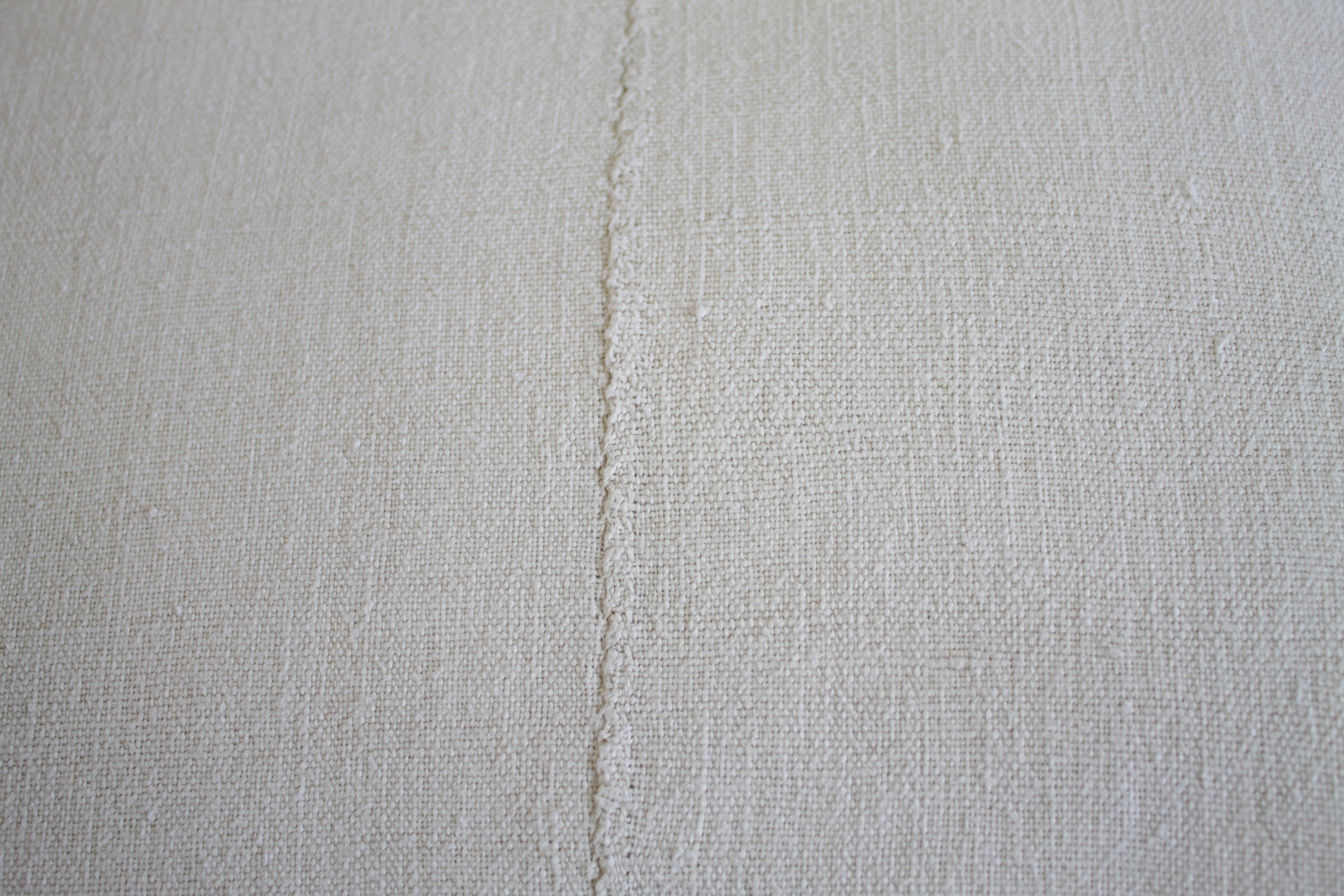 French Linen Pillow in Off White with Fray Details 9