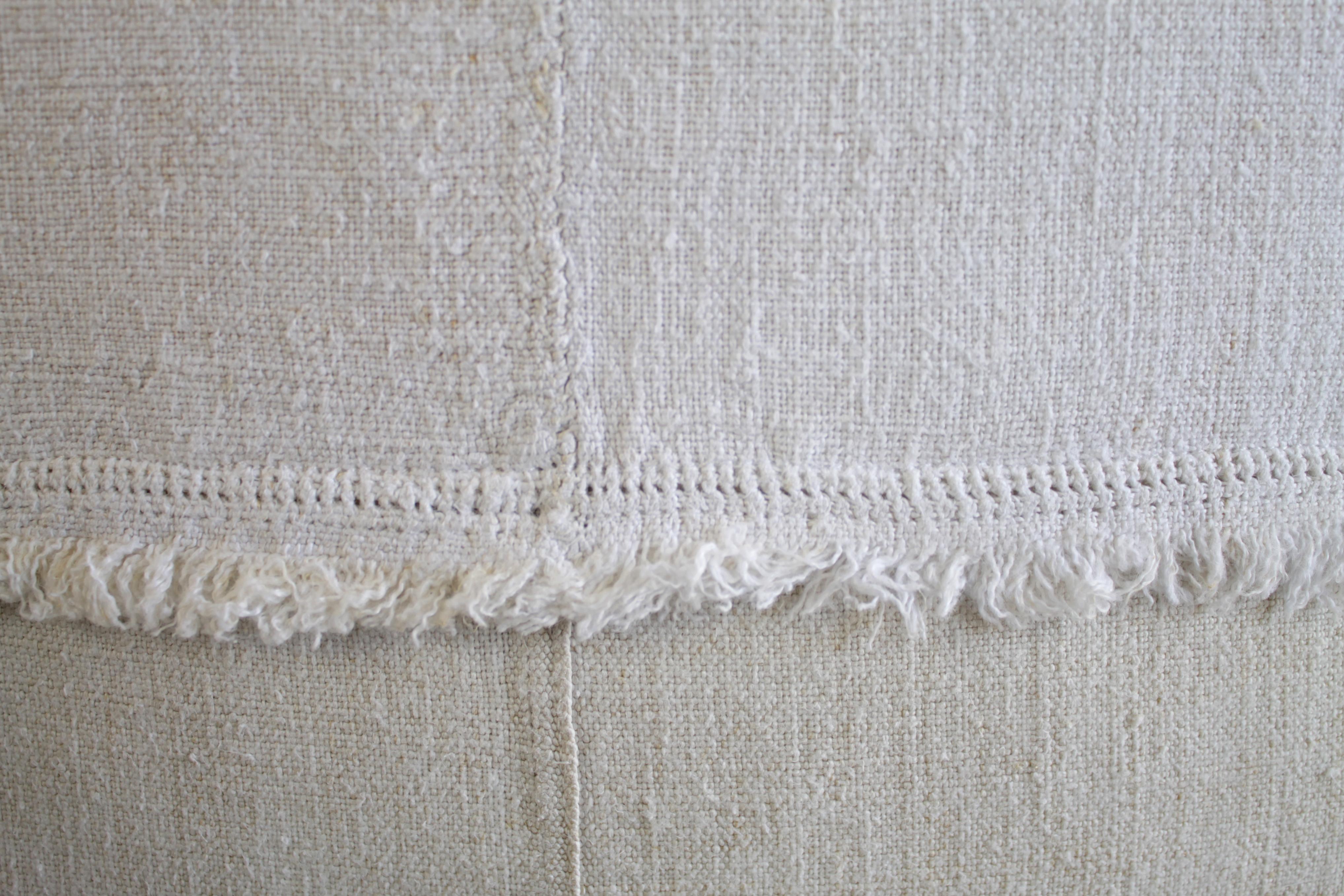 French Linen Pillow in Off White with Fray Details 10