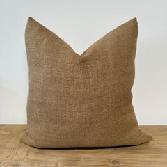 French Linen Pillow with Down Insert in Havane