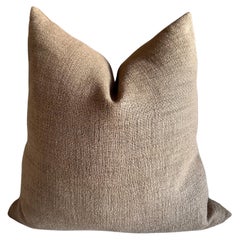 French Linen Pillow with Down Feather Insert in Havane