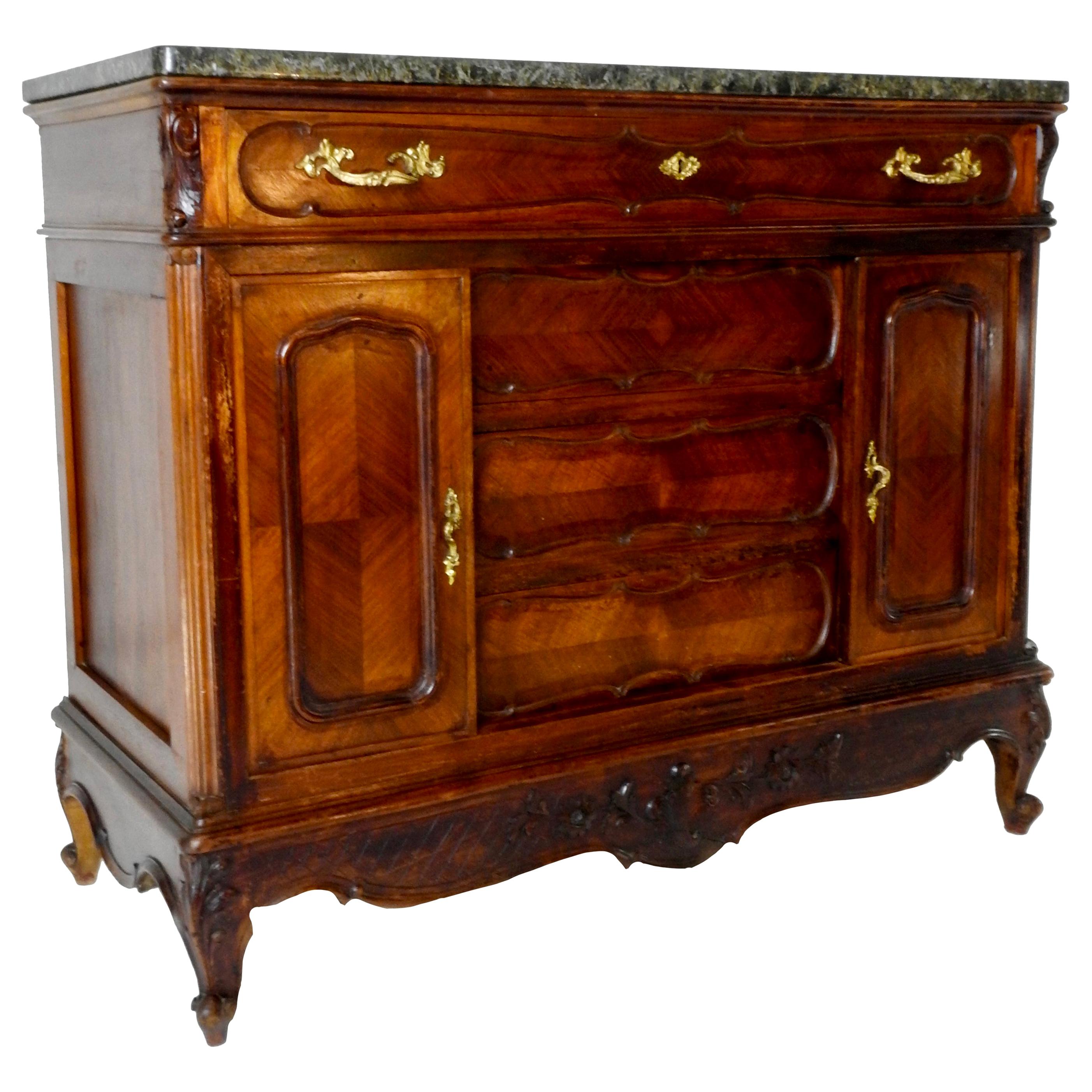 French Linen Press Black Granite Top For Sale