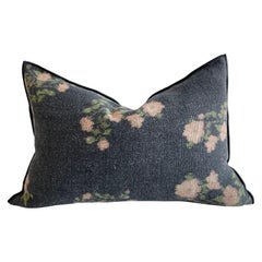 Wabi Sabi French Linen Roses Lumbar Pillow