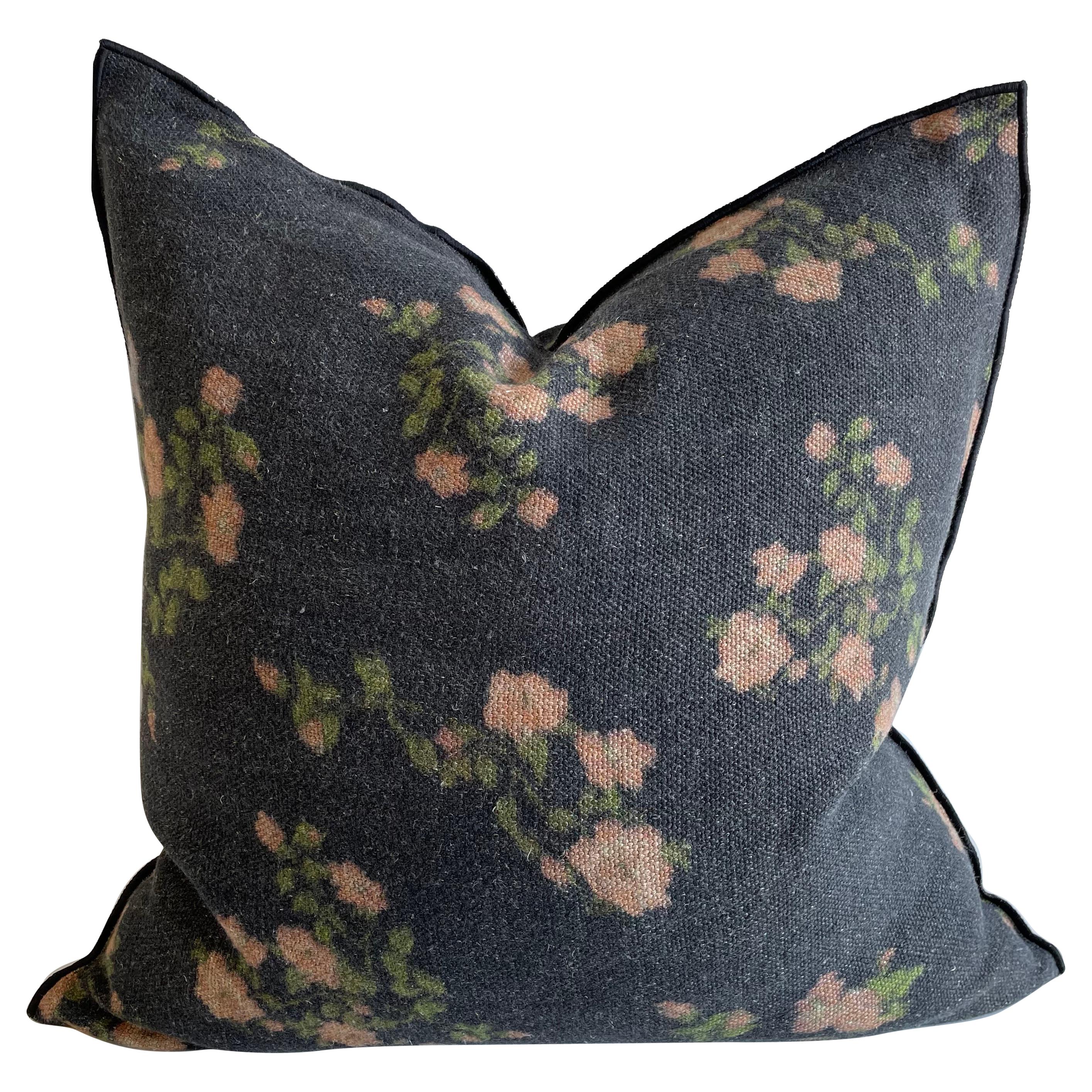 Wabi Sabi French Linen Roses Accent Pillow