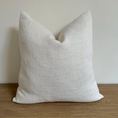 French Linen Pillow with Down Insert in Blanc Oyster