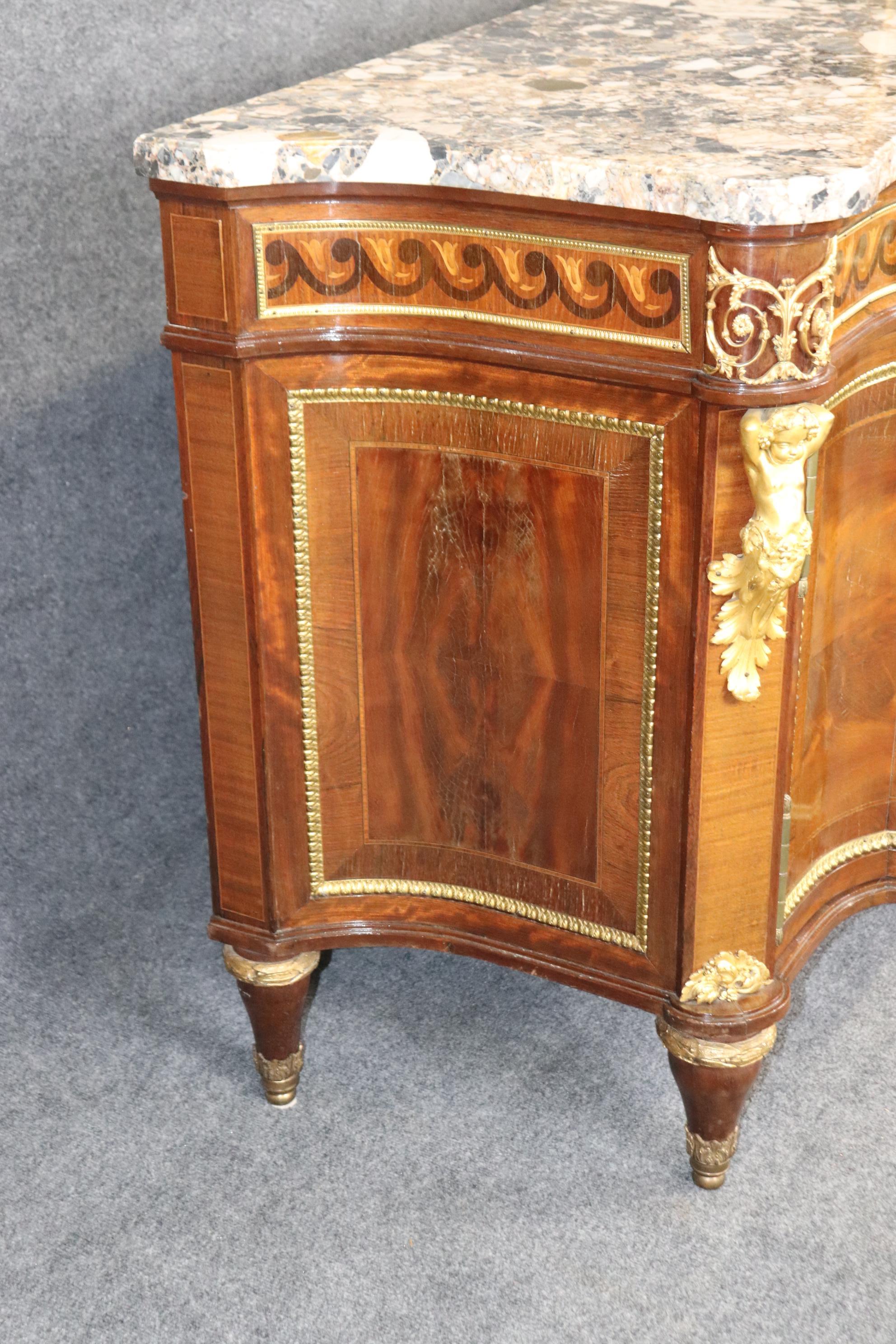 French Linke Quality Antique Mahogany Commode with Dore' Bronze Putti Mounts  For Sale 2