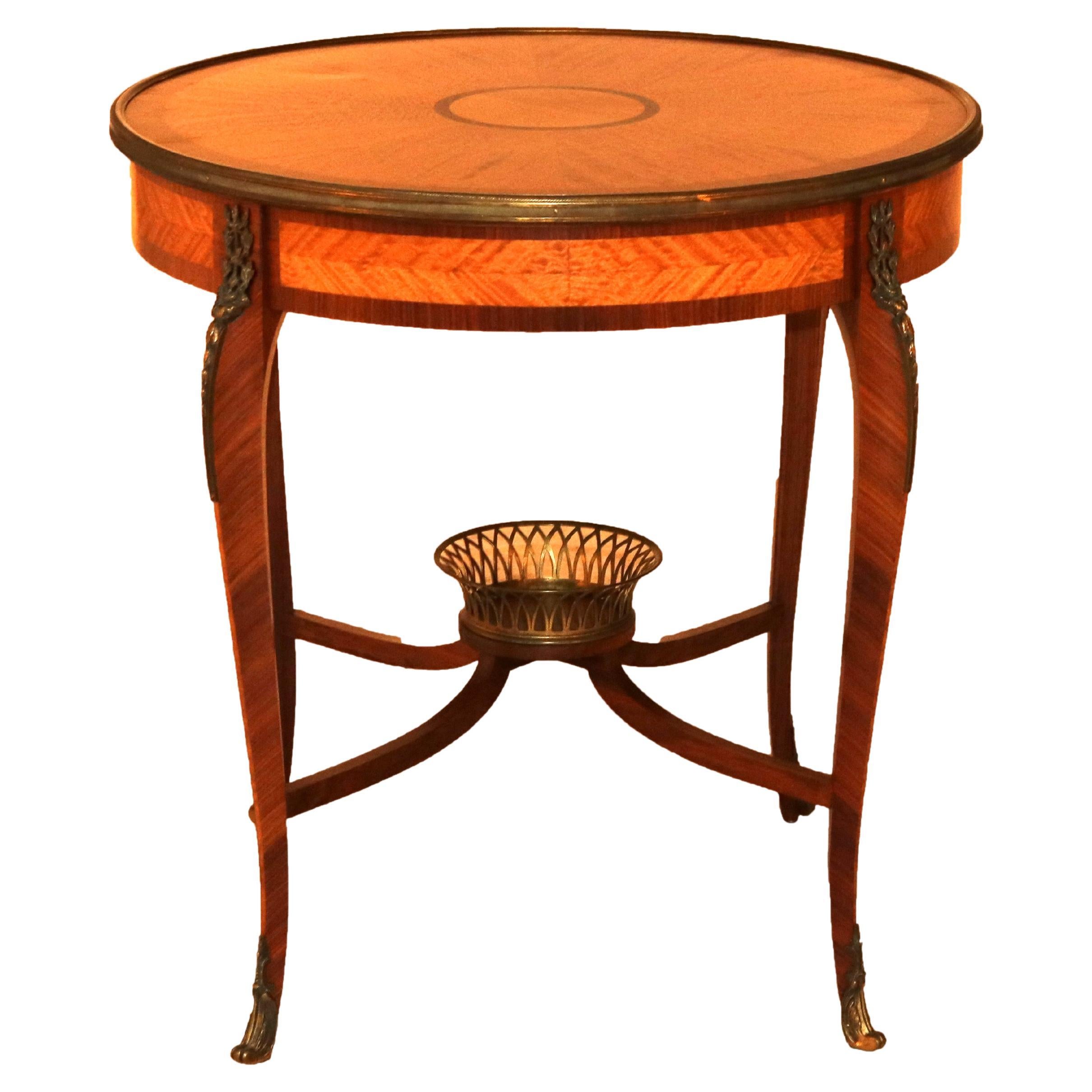 Francois Linke Inspired Satinwood, Rosewood, & Ormolu Crossbanded Center Table