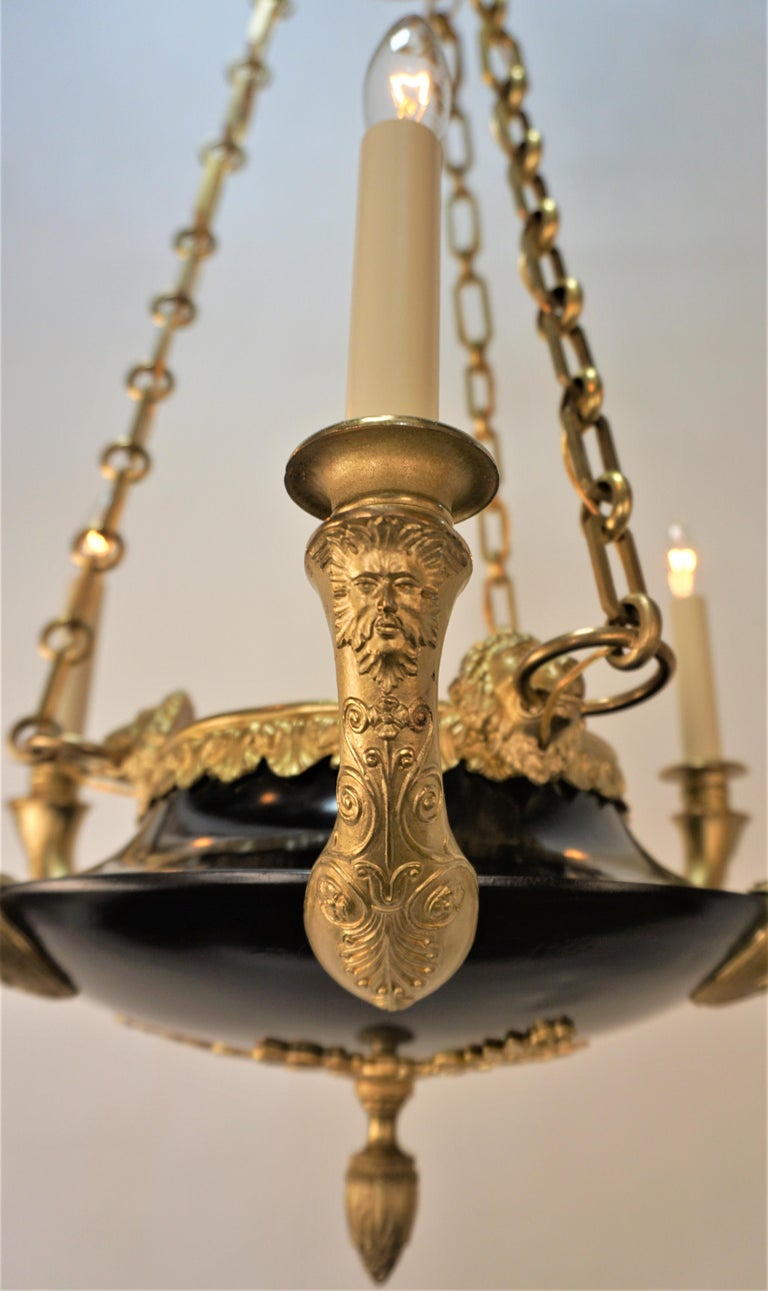 French Lion Head Bronze Empire Chandelier For Sale at 1stDibs