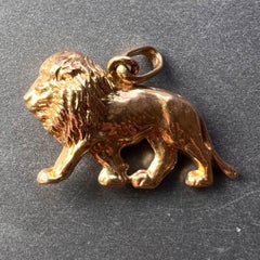 French, Lion Leo 18K Yellow Gold Charm Pendant