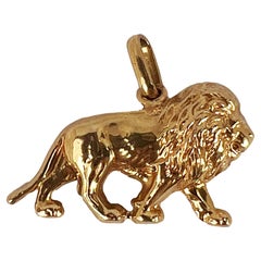 French, Lion Leo 18K Yellow Gold Charm Pendant