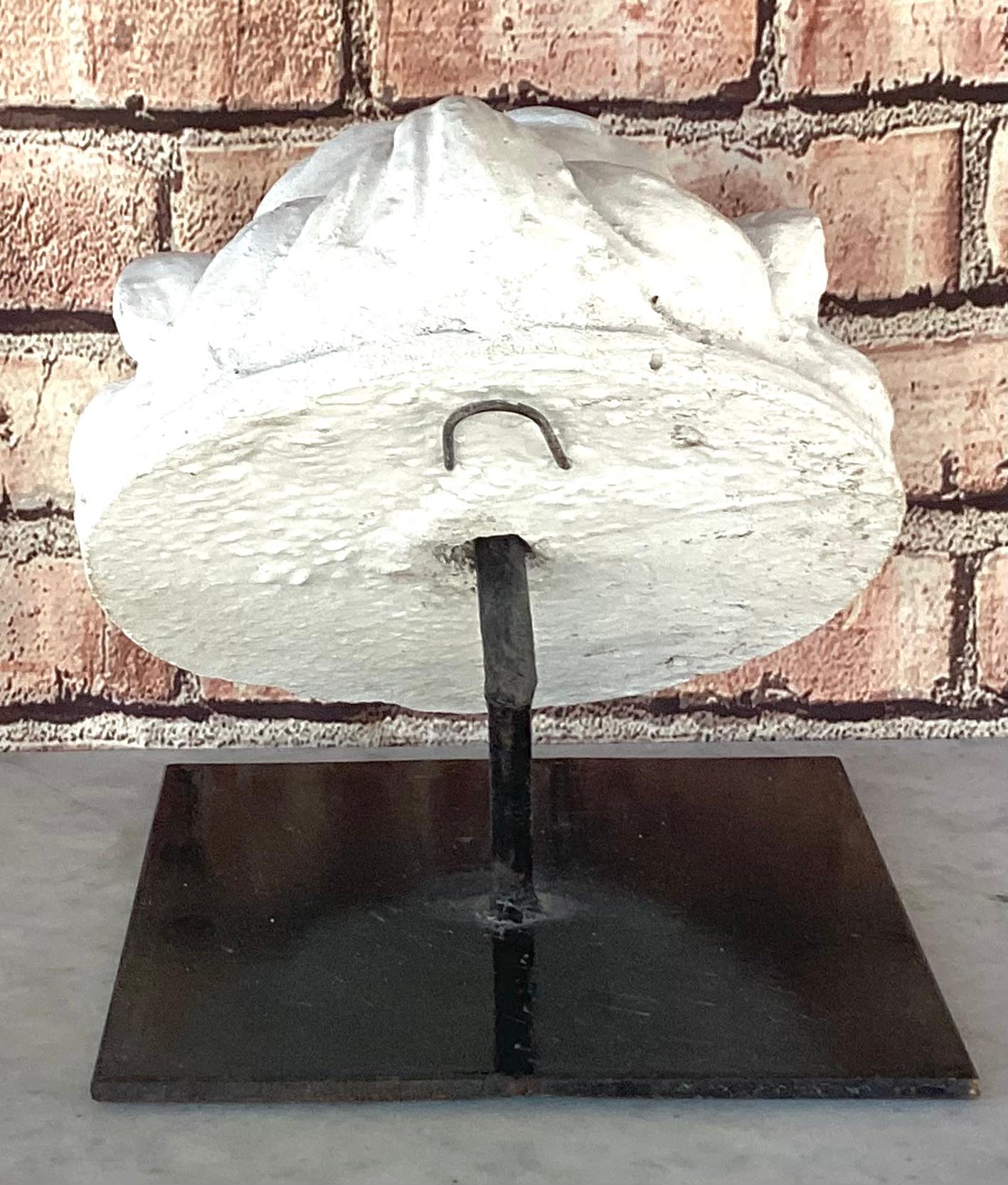 Scultura di testa di fontana con maschera di leone francese, montata su supporto di ferro in vendita 2