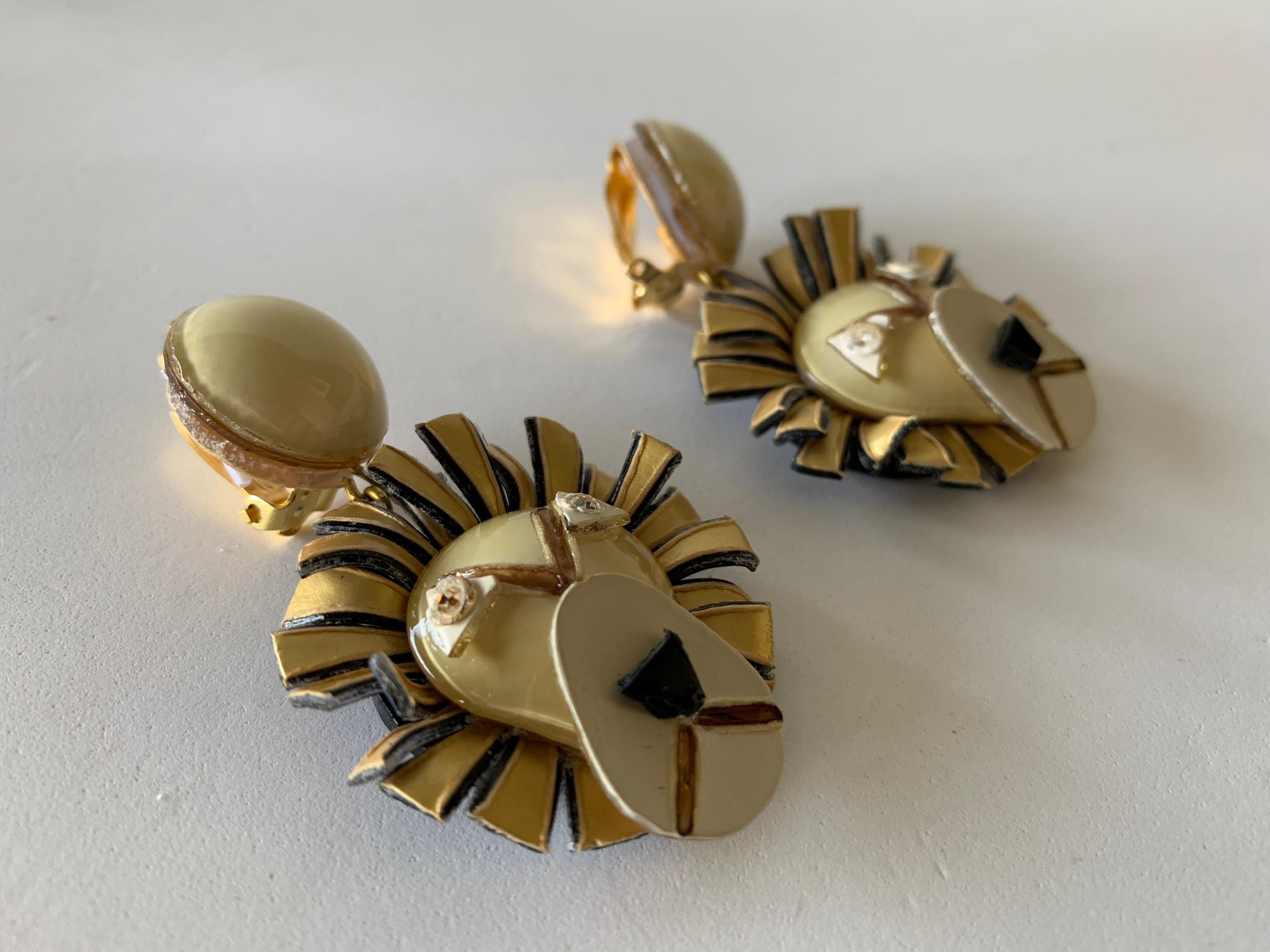 French Lion Statement Earrings  1
