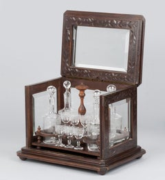 French Liquor Chest with Crystal Glasses and Decanters